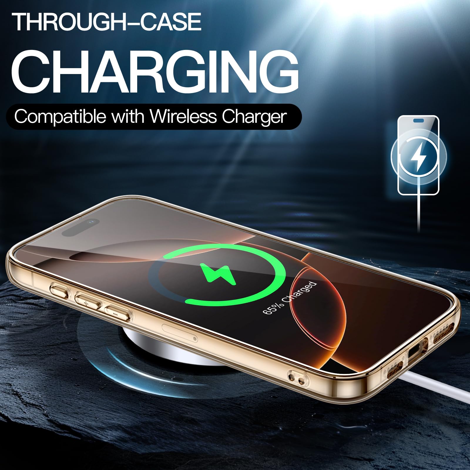 Jetech Case For Iphone 16 Pro 6.3 Inch, Non Yellowing Shockproof Phone Bumper Cover, Anti Scratch Clear Back (Desert Titanium)