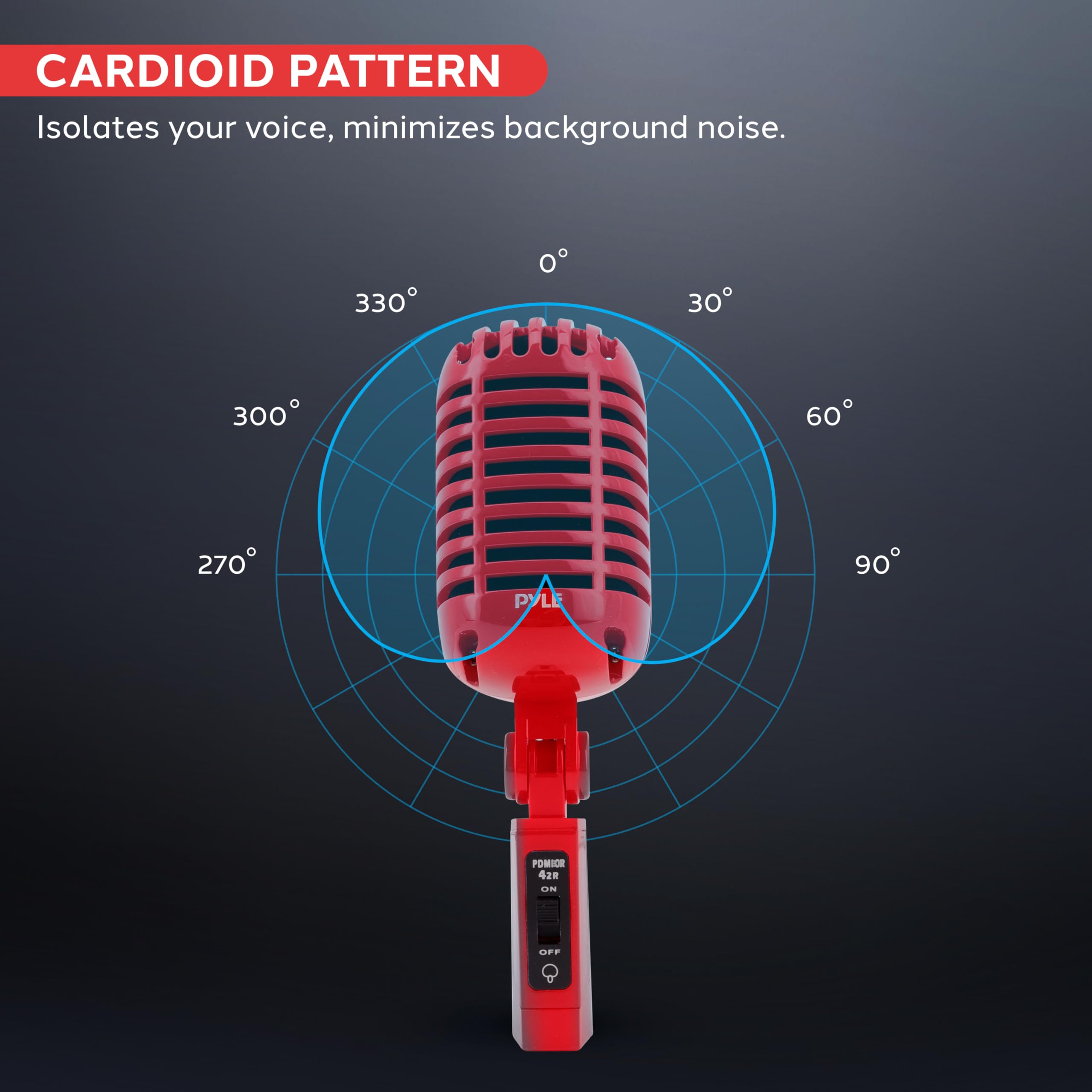 Pyle Classic Retro Dynamic Vocal Microphone - Old Vintage Style Unidirectional Cardioid Mic With Xlr Cable - Universal Stand Com