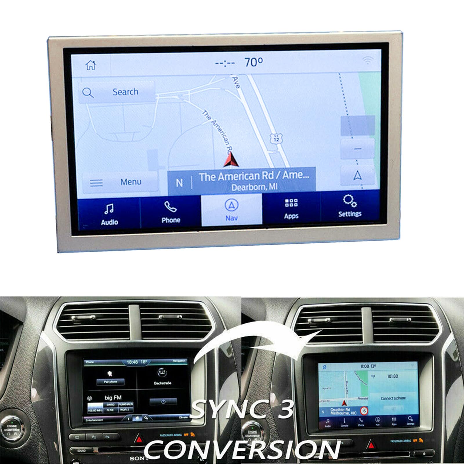 Tephnf For Sync 3 Navigation 8'' Display Touchscreen For Ford Lincoln Radio 2016 2020 Gl3T 18B955 Sb