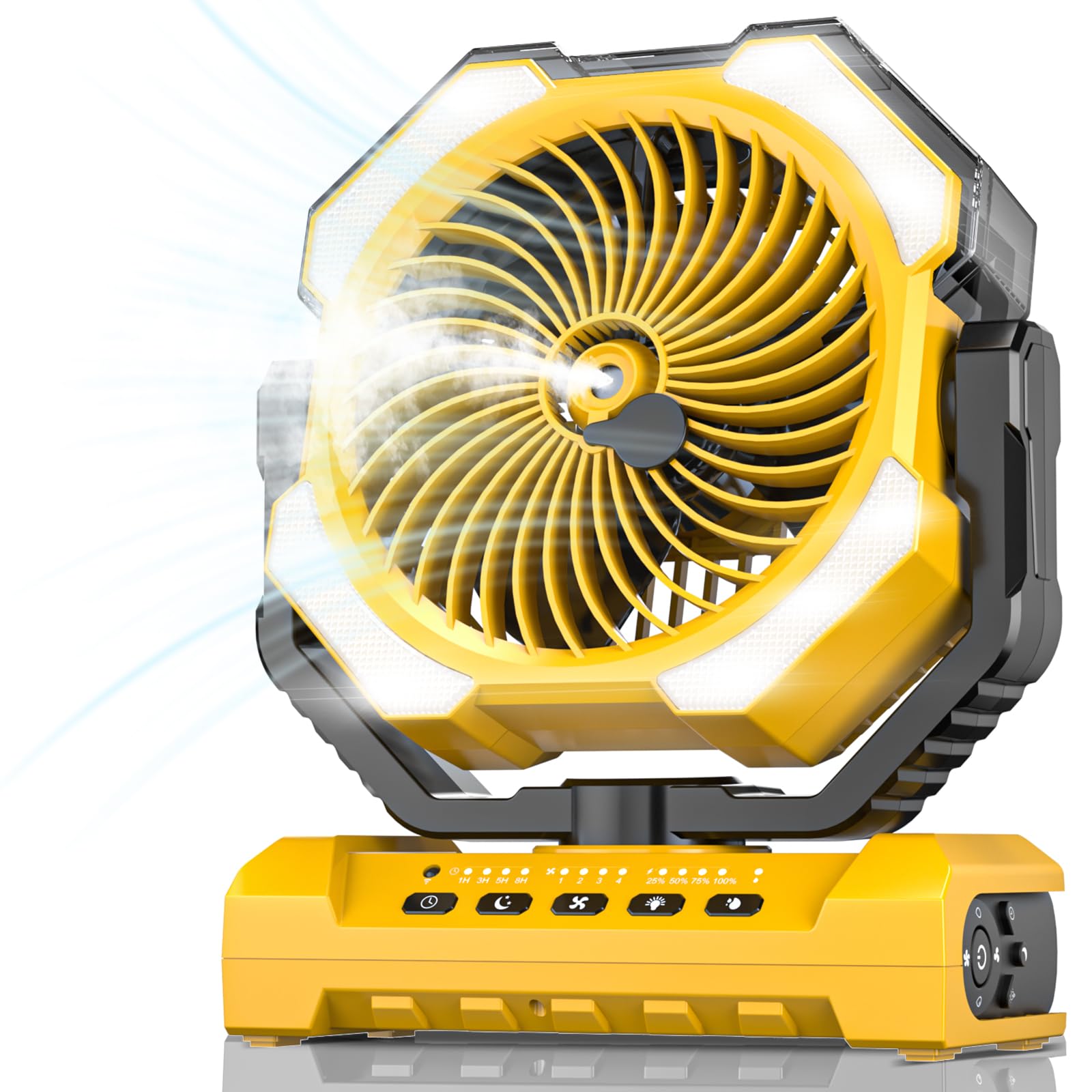 Misting Fan Portable with 250ml Water Tank, 12000mAh Rechargeable Cooling Fans for Outside, Outdoor Water Misters with 2 Mist Mo