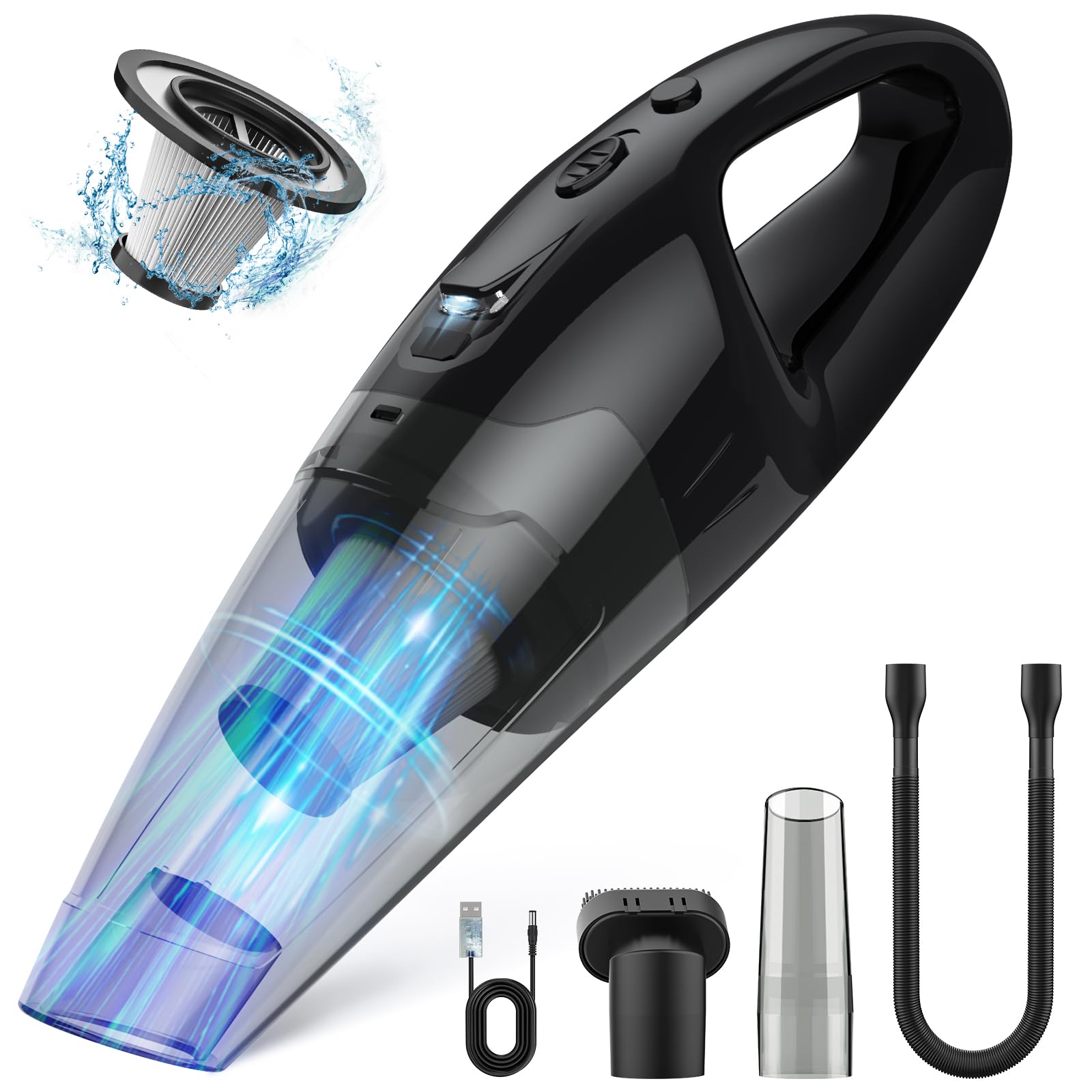 Bsrco Handheld Vacuum Cordless Rechargeable, Car Vacuum With Led, Usb Charge, 1.65Lbs, Hand Vacuums For Car/Home/Pet
