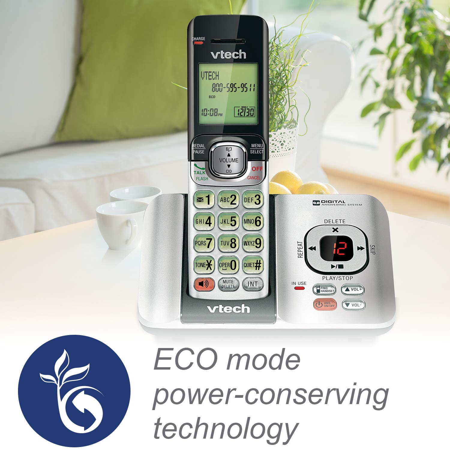 Vtech Cs6529 4B 4 Handset Dect 6.0 Cordless Phone With Answering System And Caller Id, Expandable Up To 5 Handsets, Wall Mountab