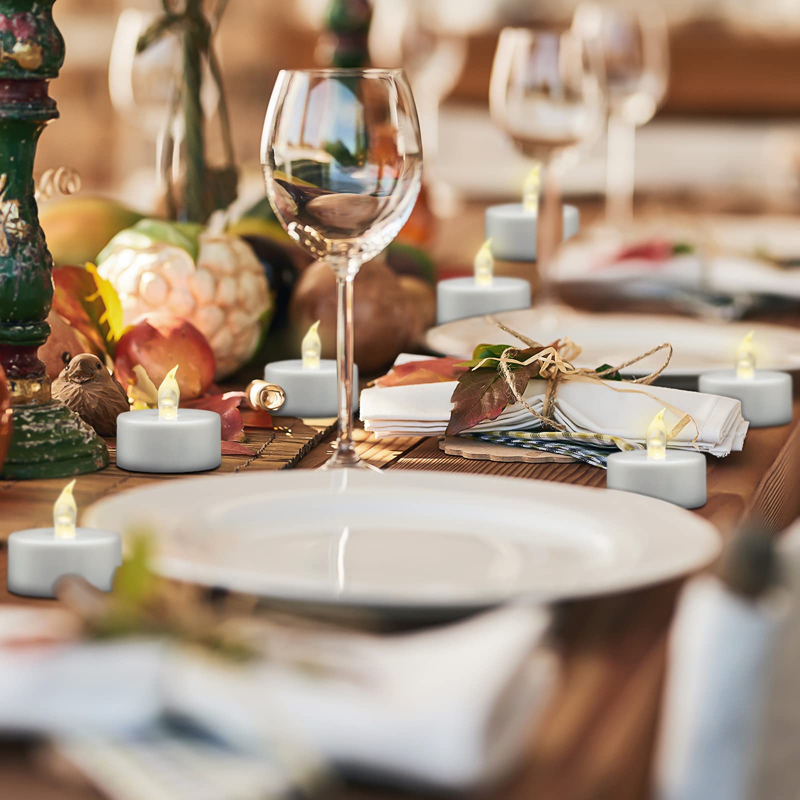 Vetour Battery Operated Tea Lights Candles: 50 Pcs Flameless Tea Light Realistic Flickering Led Tealights Candles With Warm Whit