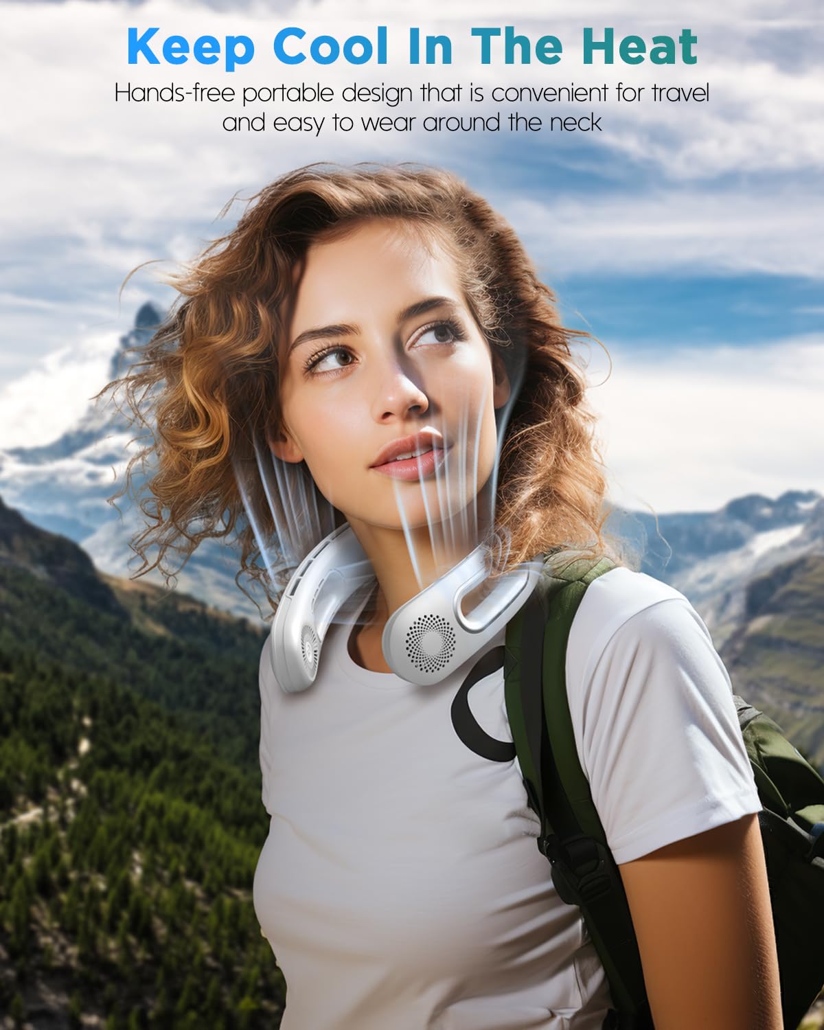 Hotsales Neck Fan, Hands Free Bladeless Neck Fans Portable Rechargeable, 360 Cooling Neck Fan, 4 Speeds, Quiet, 5200 Mah Battery