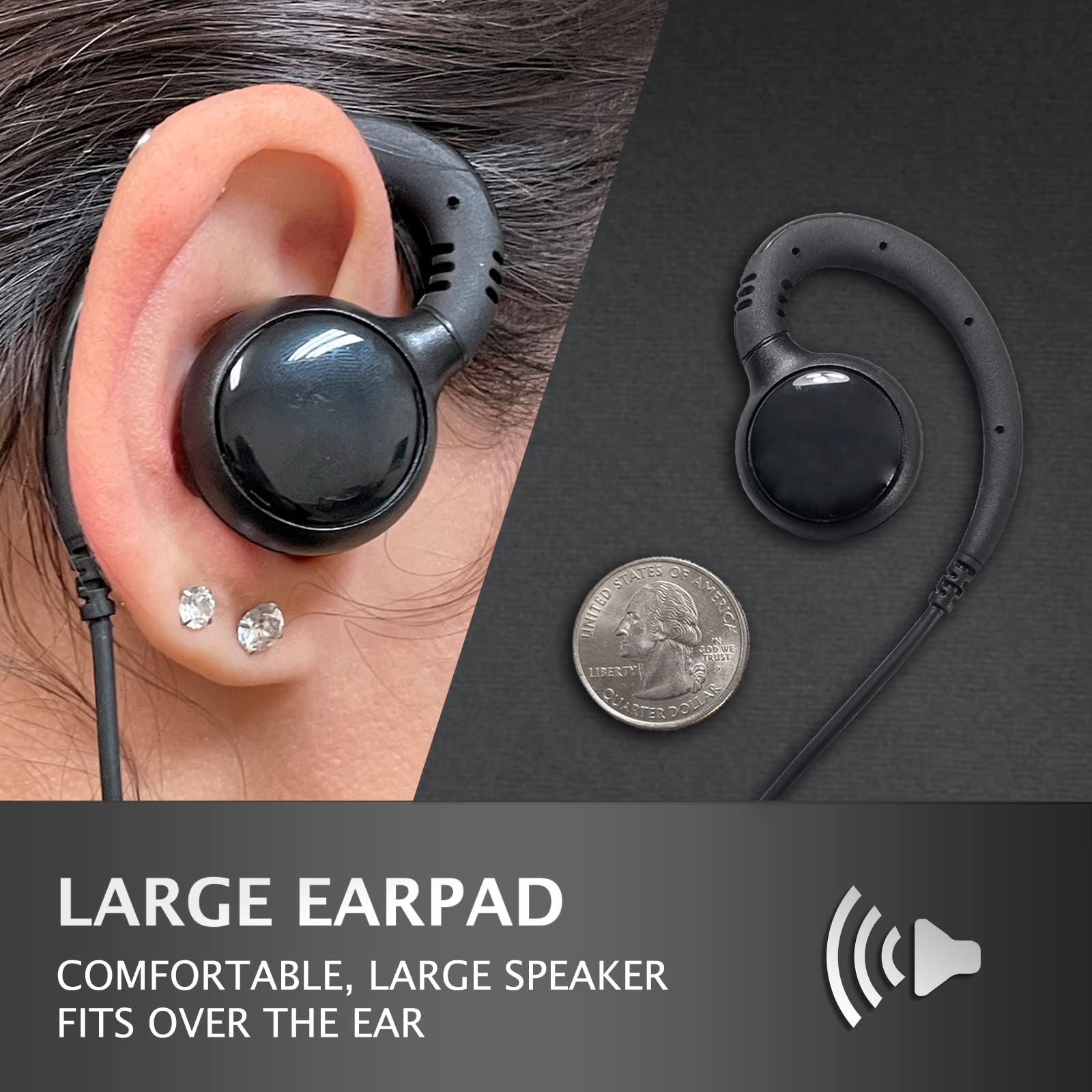 Promaxpower [10 Pack] 1 Wire C Shape Swivel Earpiece Headset With Ptt Button Mic For Motorola Two Way Radio Walkie Talkies Cp100