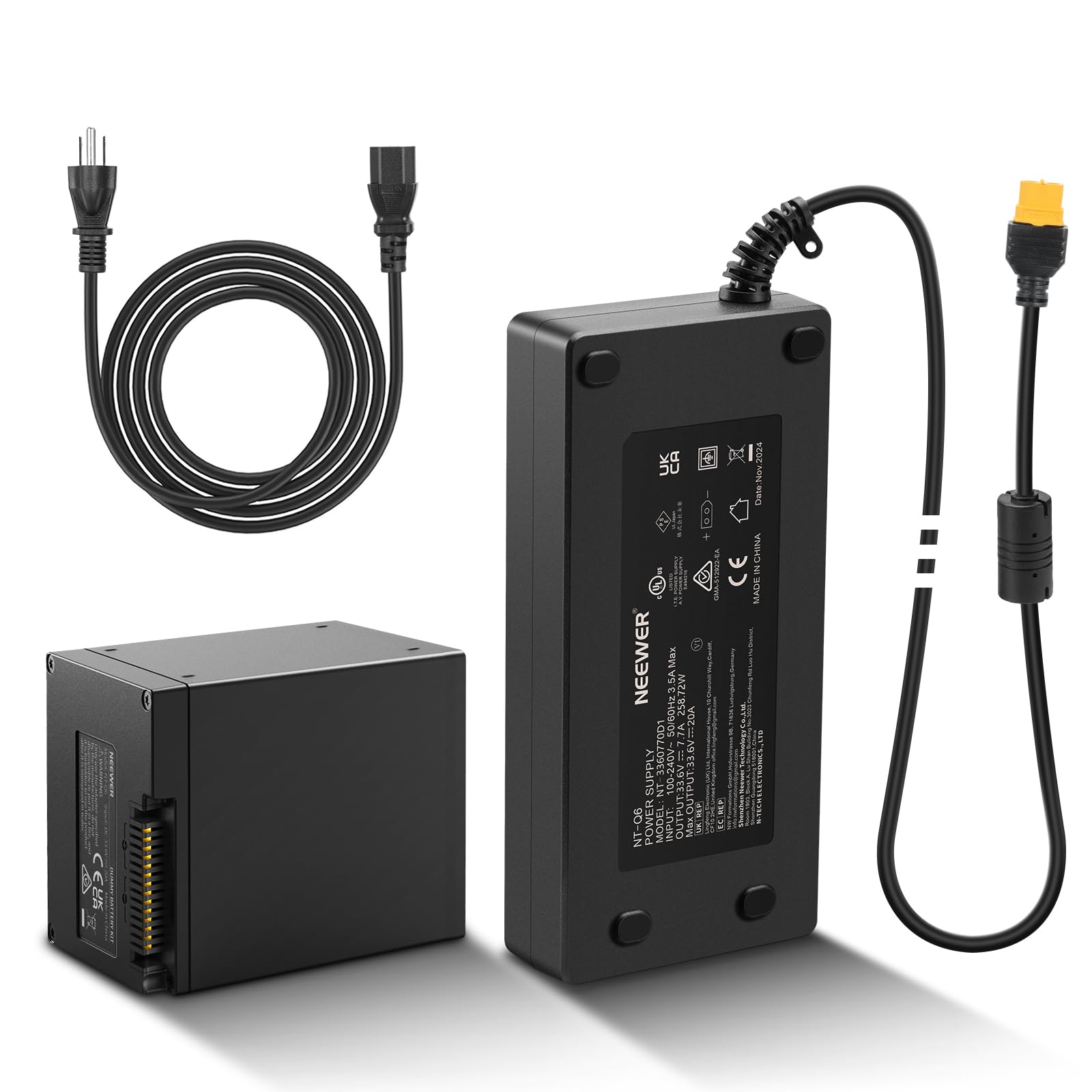 NEEWER Q6 Dummy Battery Kit for Q6 Outdoor Flash Strobe Speedlight with AC Power Adapter & Cable (US Plug), 33.6V 20A Replacemen