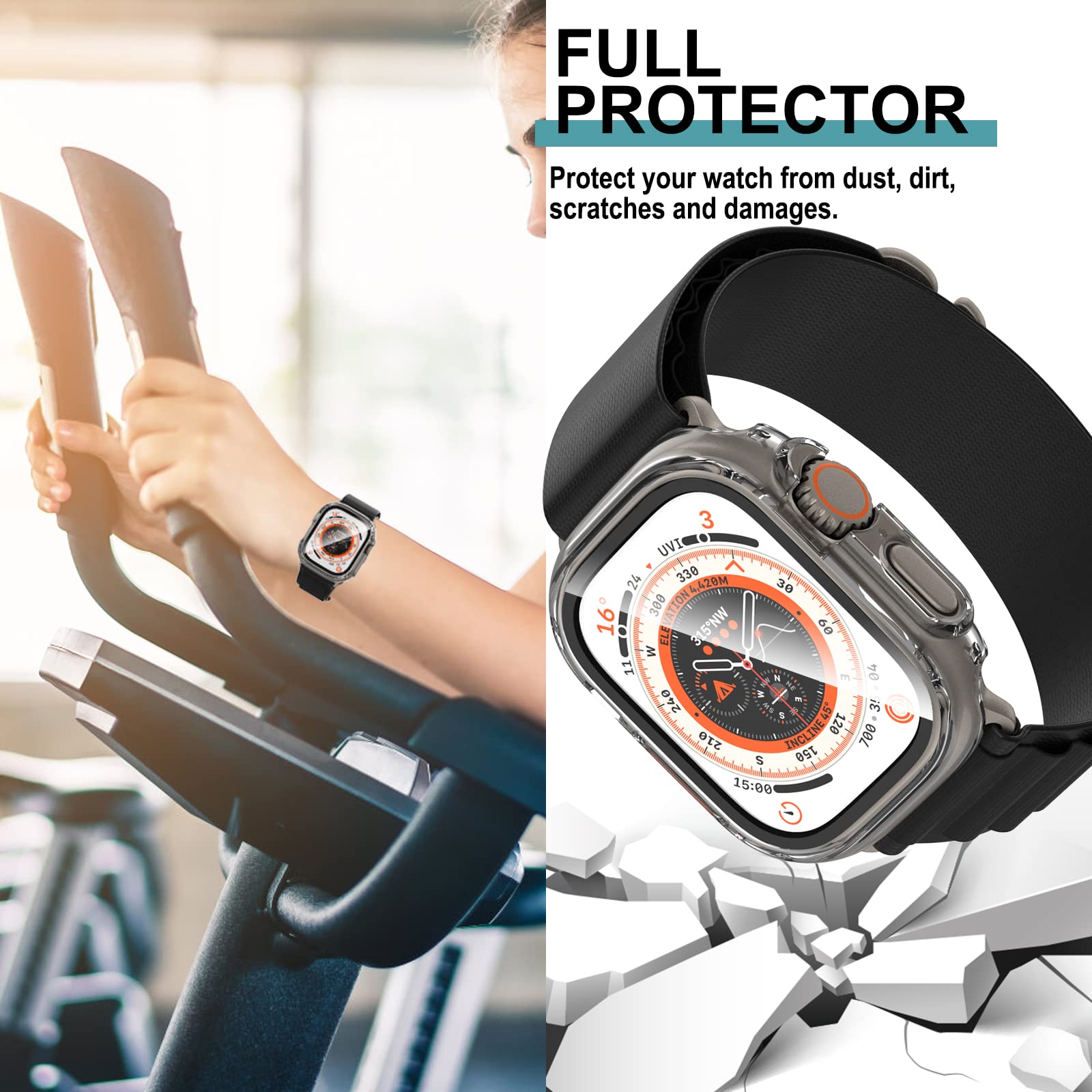 Landhoo 6 Pack For Apple Watch Ultra 2/Ultra 49Mm Screen Protector Case, Protective Face Cover Hard Pc Bumper Built In Tempered