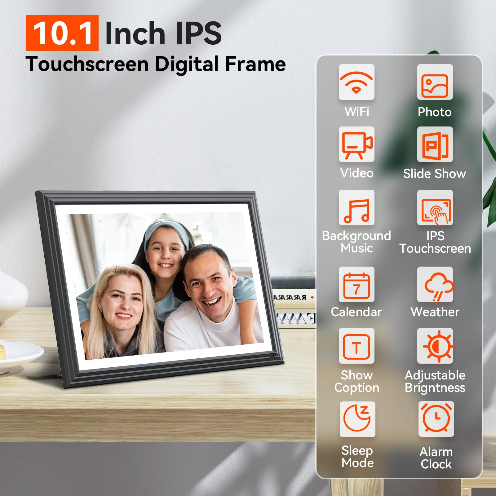 Tolove Digital Picture Frame 10.1 Inch Wifi Digital Photo Frame,1280 * 800 Hd Ips Touch Screen Smart Cloud Photo Frame, To Share