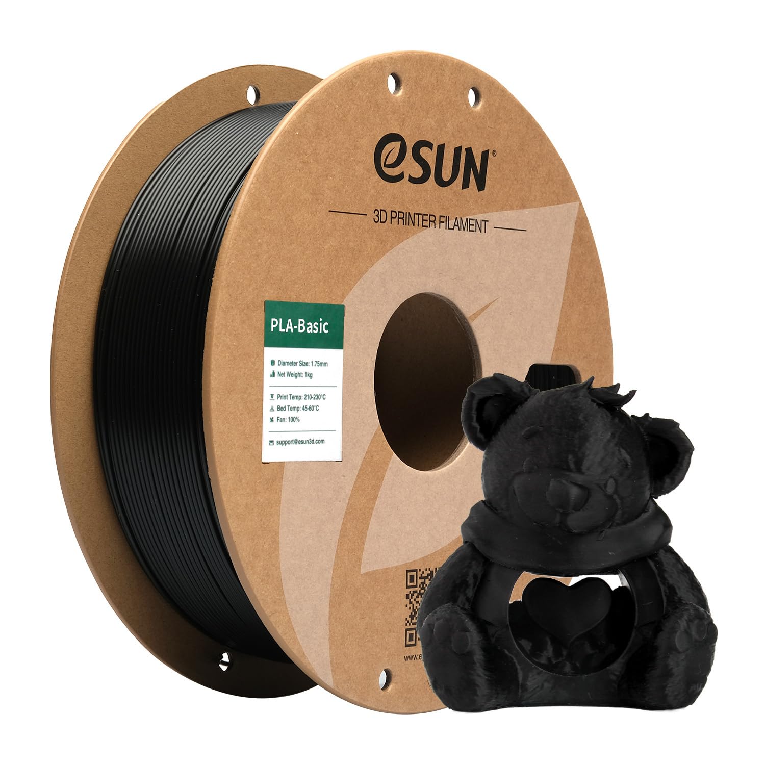 eSUN PLA Basic Filament 1.75mm, 1KG Spool (2.2 LBS) High Speed Printing 3D Printer PLA Filament,Designed for Fast Printing, Blac