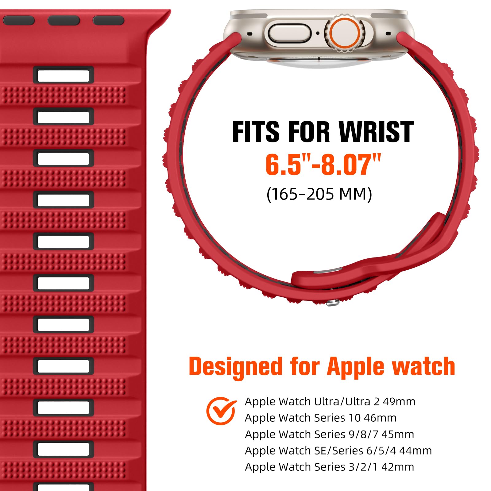 Sport Bands Compatible With Apple Watch Ultra 2/Ultra Band, Apple Watch Bands For Men 46Mm 49Mm 45Mm 44Mm 42Mm, Silicone Loop Wi