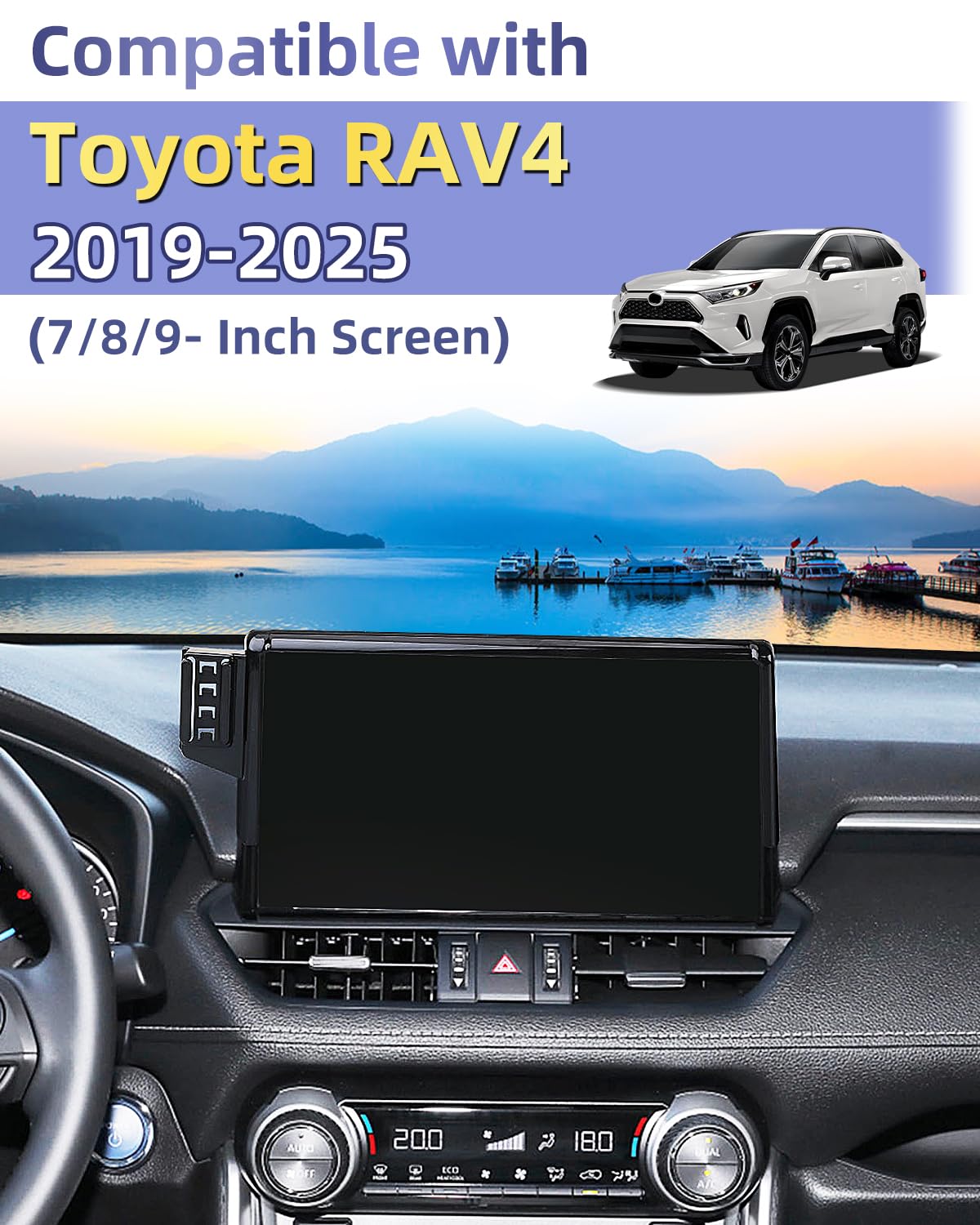 Car Phone Mount For Toyota Rav4 2019 2020-2023 2024 2025 Accessories 7/8/9-Inch Screen 360 Rotation Smart Phone Cradles Magnetic