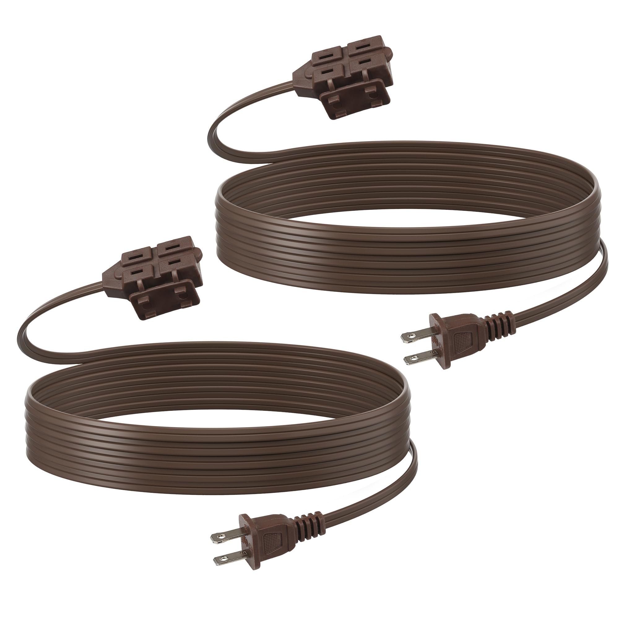 Bn-Link 9Ft Indoor Extension Cord, 2 Pack, 3-Outlet Polarized Flat Cable, Household Power Cord For Home, Office, And Holiday Dec