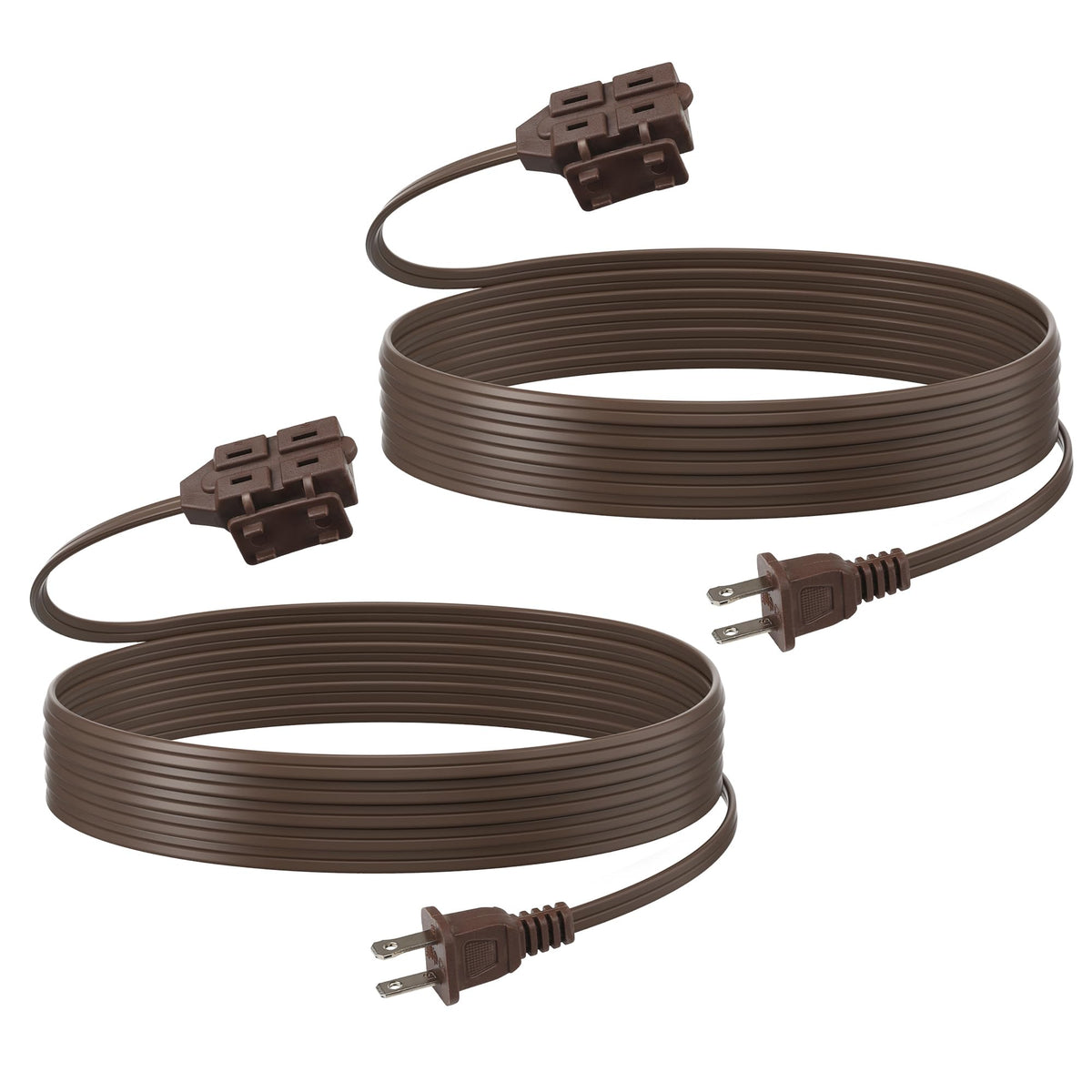 Bn-Link 9Ft Indoor Extension Cord, 2 Pack, 3-Outlet Polarized Flat Cable, Household Power Cord For Home, Office, And Holiday Dec