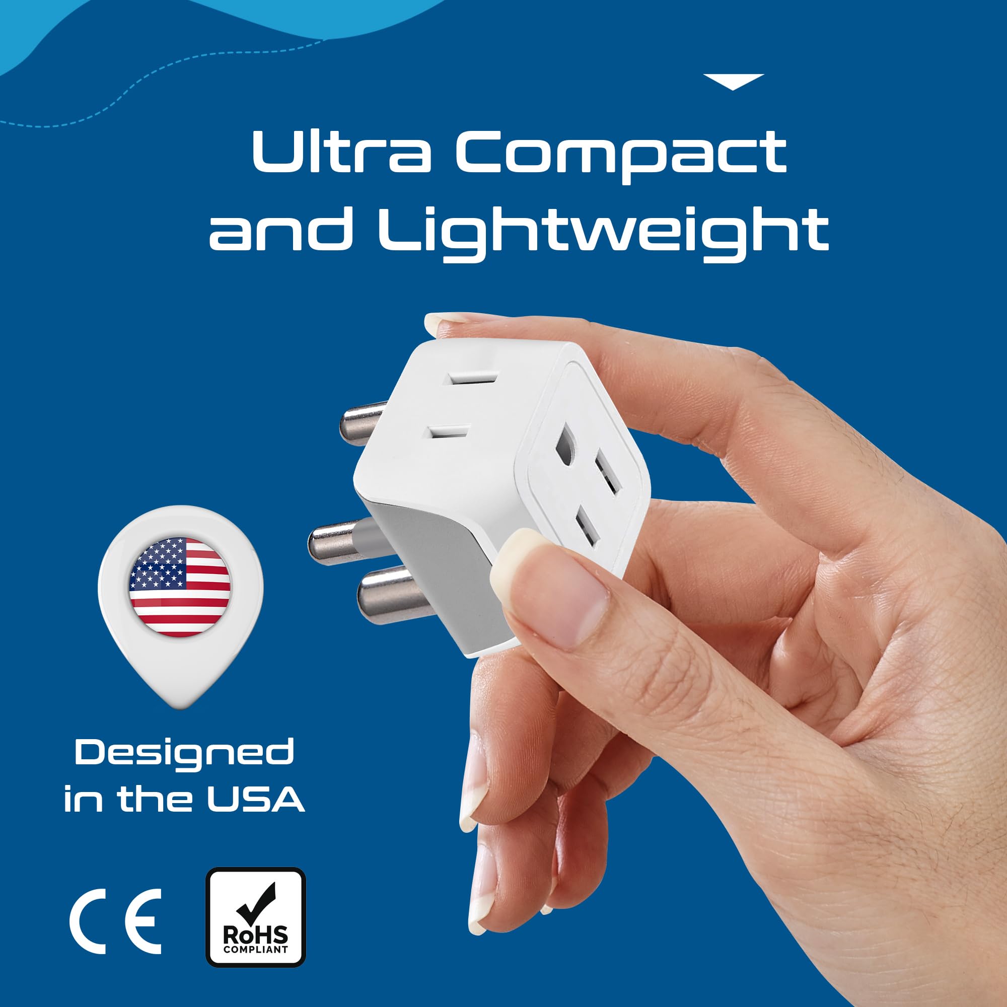 Ceptics 2 in 1 African Travel Adapter Set - 3 Pack, USA to Africa, Type M/E/F/G, White Gray, Model 2699029140