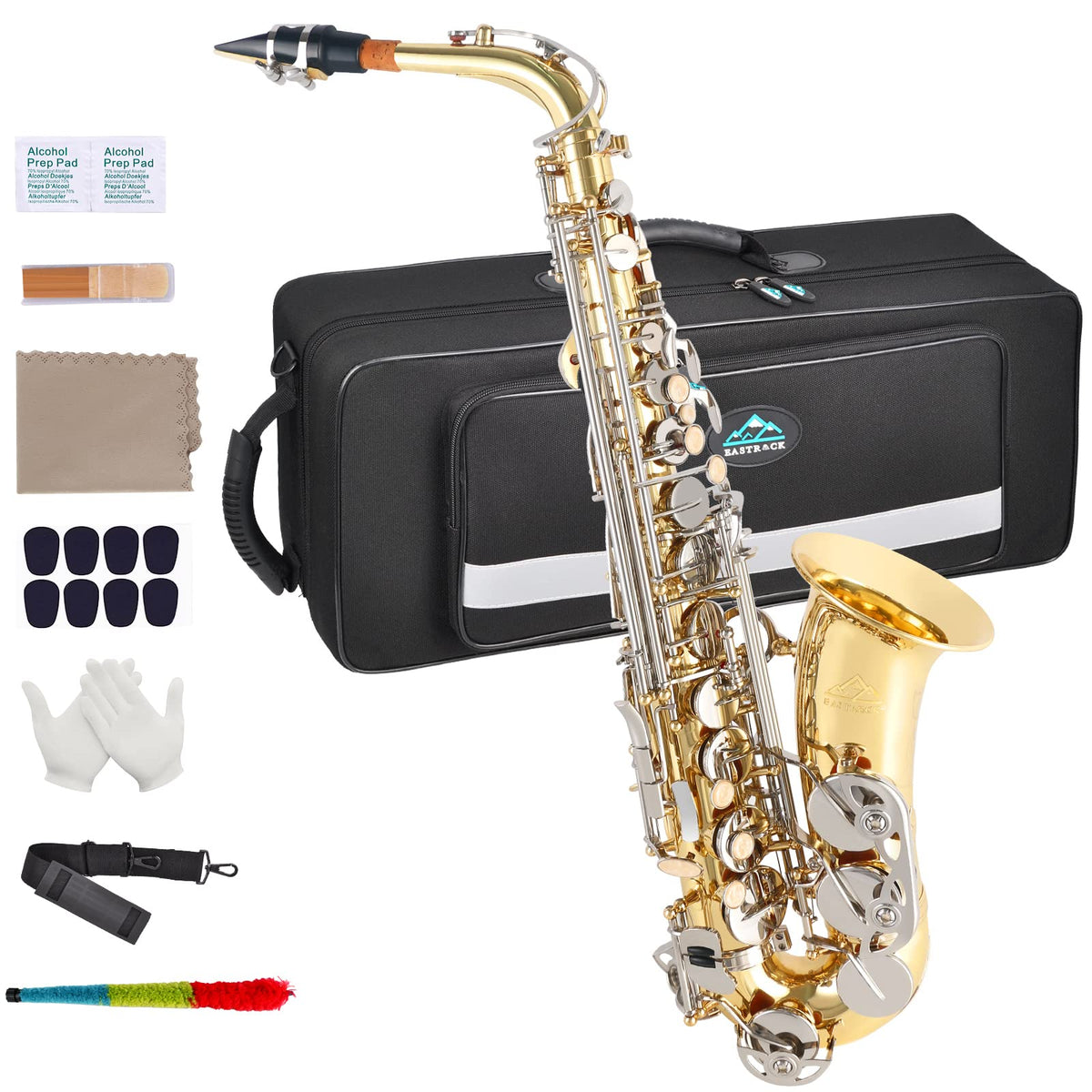 EASTROCK Alto Saxophone E Flat Antique Finished Sax Full Kit for Students Beginner with Carrying Case,Mouthpiece,Mouthpiece Cush