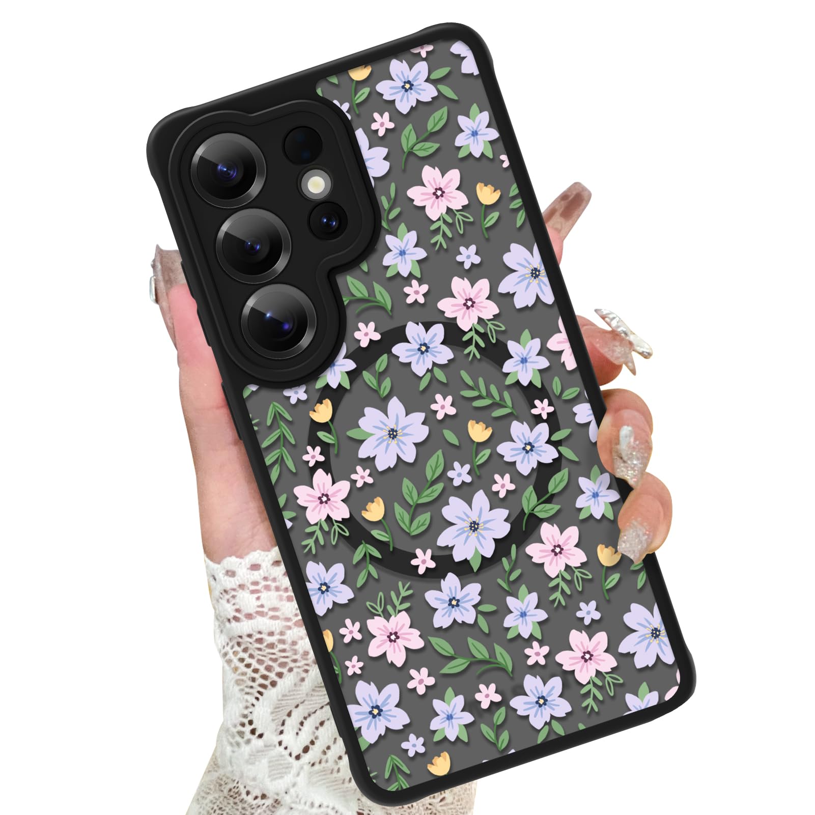KANGHAR Case for Galaxy S26 Ultra Phone Case [Compatible with Magsafe] Florals Garden Pattern Cute Flowers Protective Magnetic C