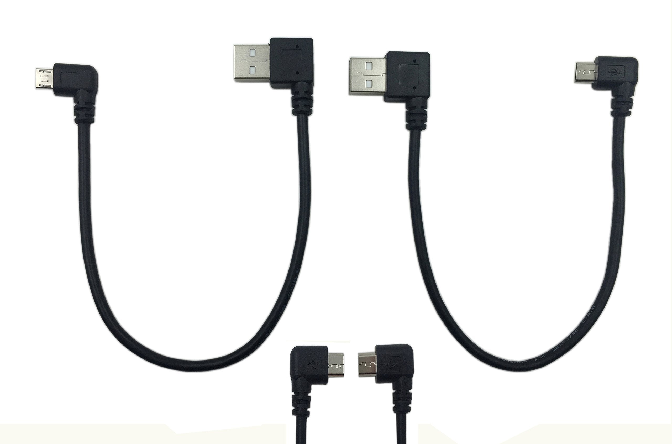Cerrxian 9Inch Micro Usb Cable Combo Left & Right Angle Micro Usb 5 Pin Male To Usb 2.0 Type A Right Angle Male Data Sync And Ch