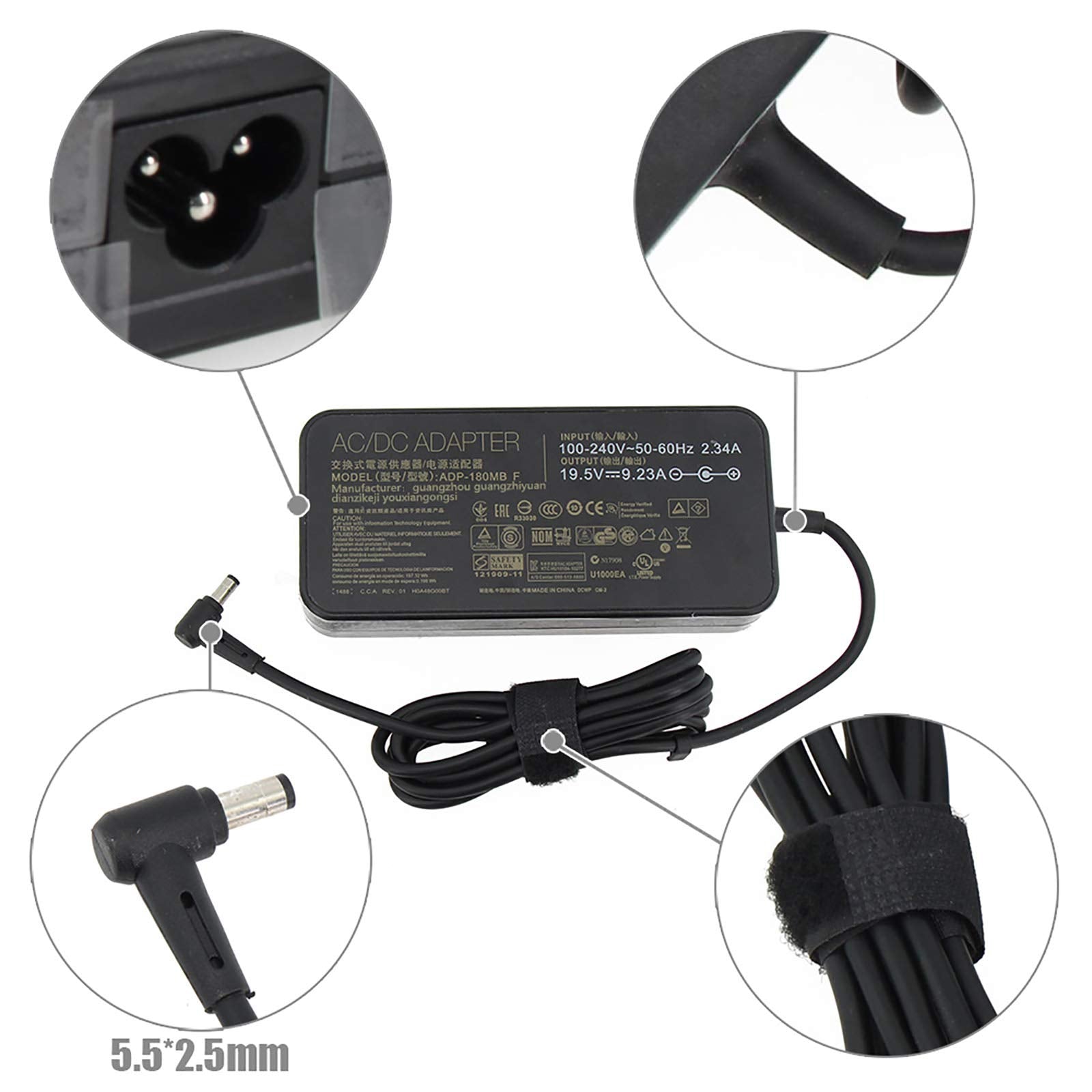 19.5V 9.23A 180W Laptop Charger Adp 180Mb F Fit For Asus Rog G750Jm G751Jm G750Js G75Vw G75Vx Gl502Vt G750Jw G750Jm G750Jx G751J