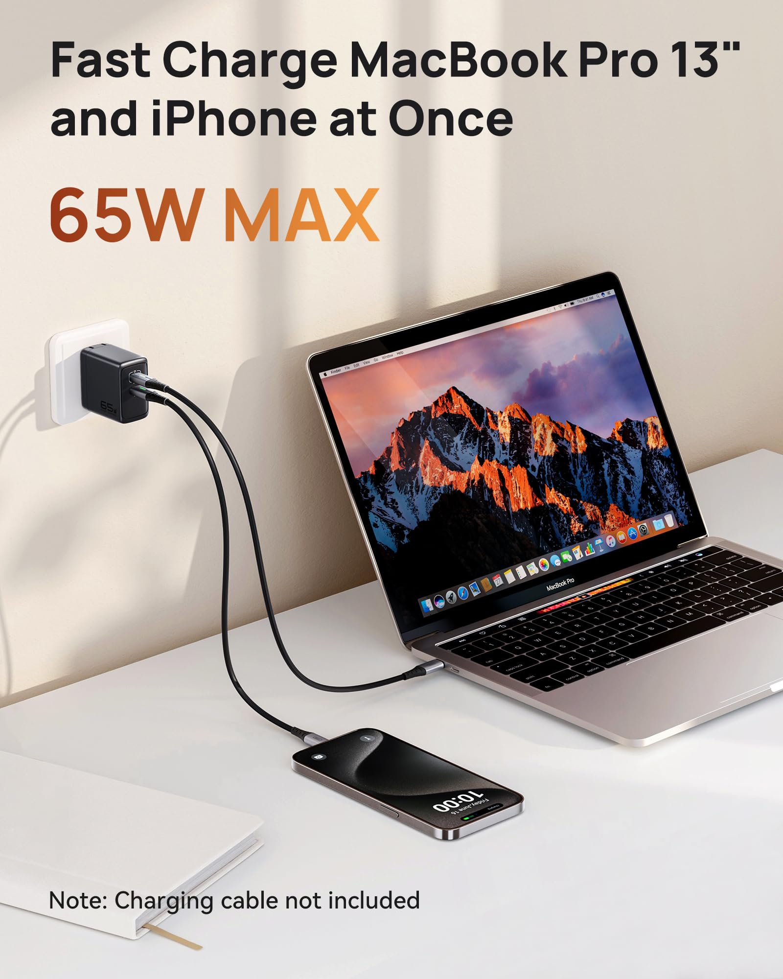 Usb C Charger, Iniu 2 Port 65W Gan Charger, Compact Foldable Pd Pps Usb C Wall Charger Block For Macbook Pro/Air, Dell Xps 13, I