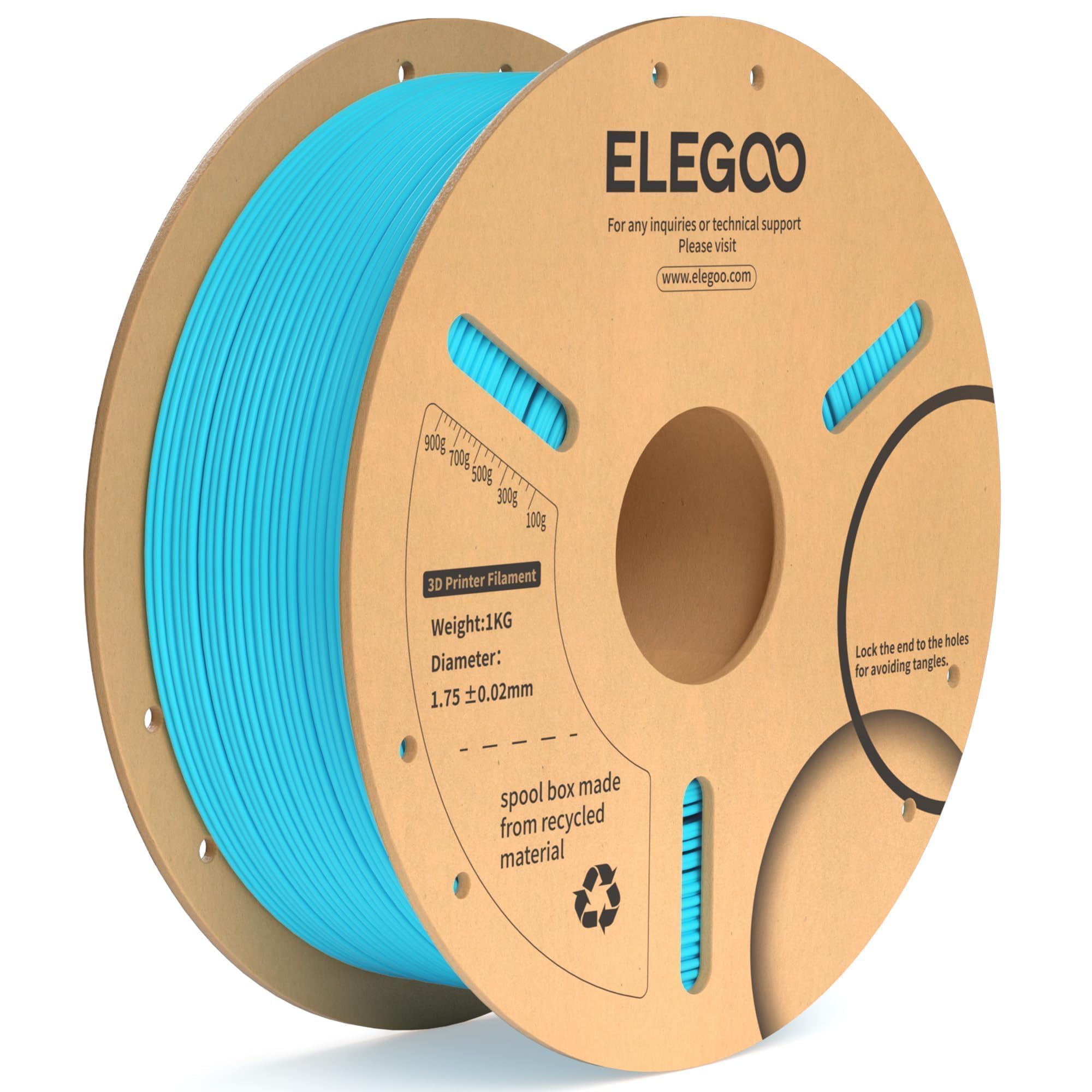 ELEGOO PLA Plus Filament 1.75mm Sky Blue 1KG, PLA+ Tougher and Stronger 3D Printer Filament Dimensional Accuracy +/- 0.02mm, 1kg