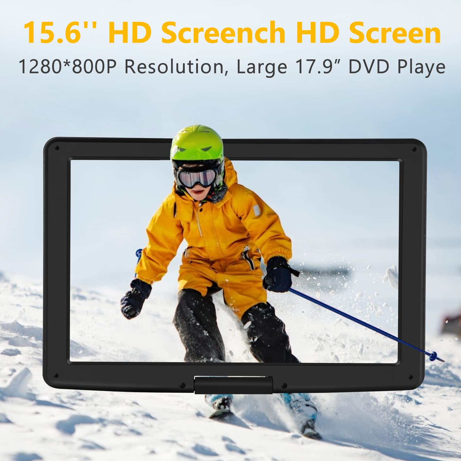 17.9'' Portable Dvd Player With 15.6'' Hd Swivel Large Screen, 6 Hrs 5000Mah Rechargeable Battery Dvd Player Portable With Car C