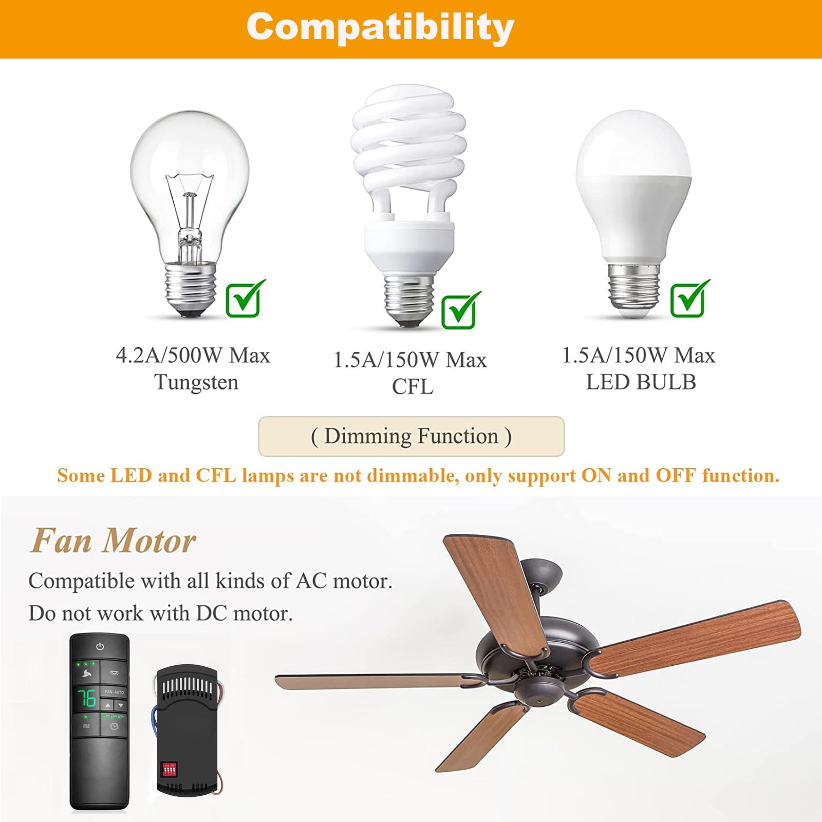 Universal Ceiling Fan Thermostatic Remote Control Kit Replacement For Hampton Bay Home Decorators Harbor Breeze  Walk Away Time