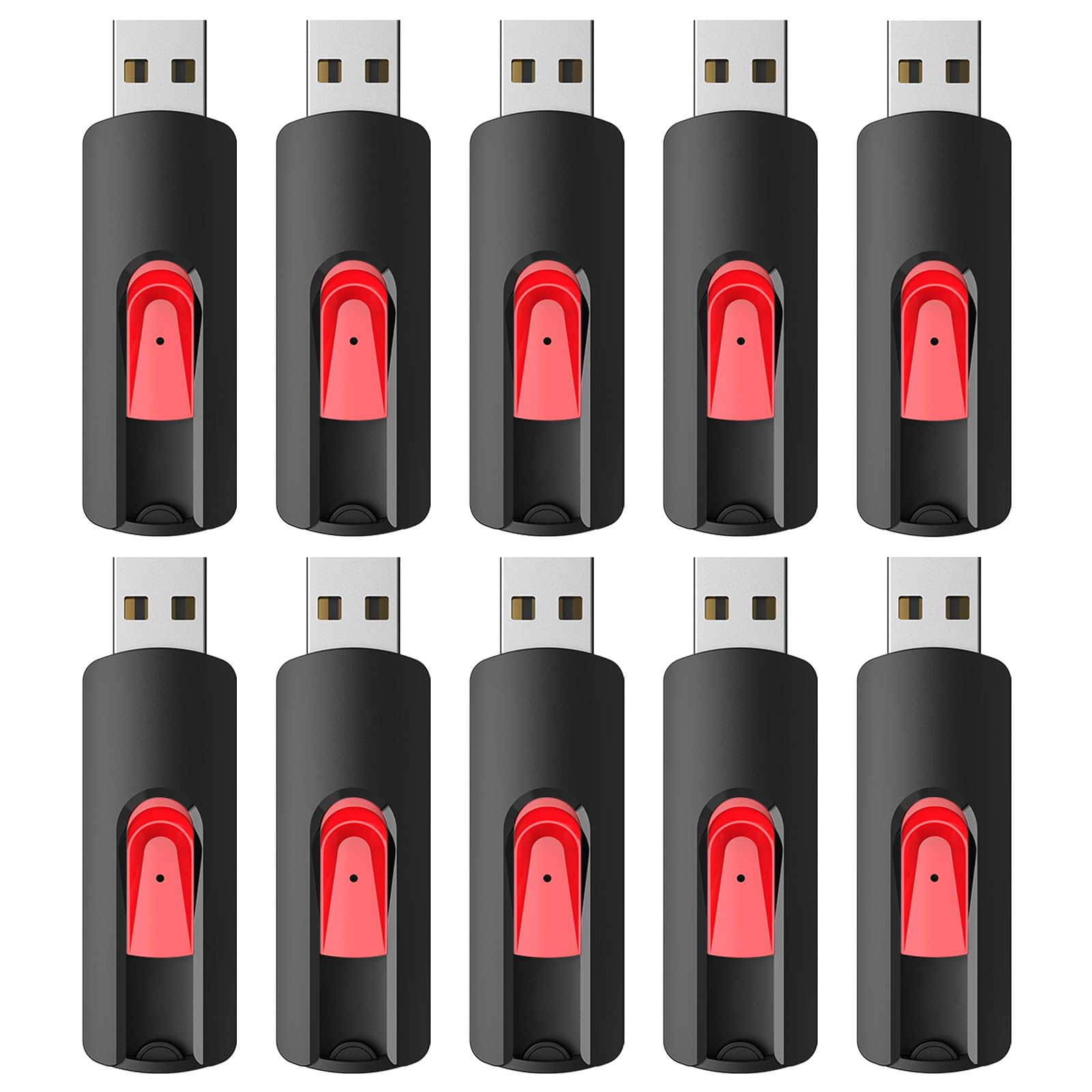 Raoyi 10Pcs 64Gb Usb Flash Drives Slide Retractable Memory Stick Bulk Usb 2.0 Thumb Drive Jump Drive Zip Drive Usb Sticks Data Storage Backup For Pc Mac (64G, Red)