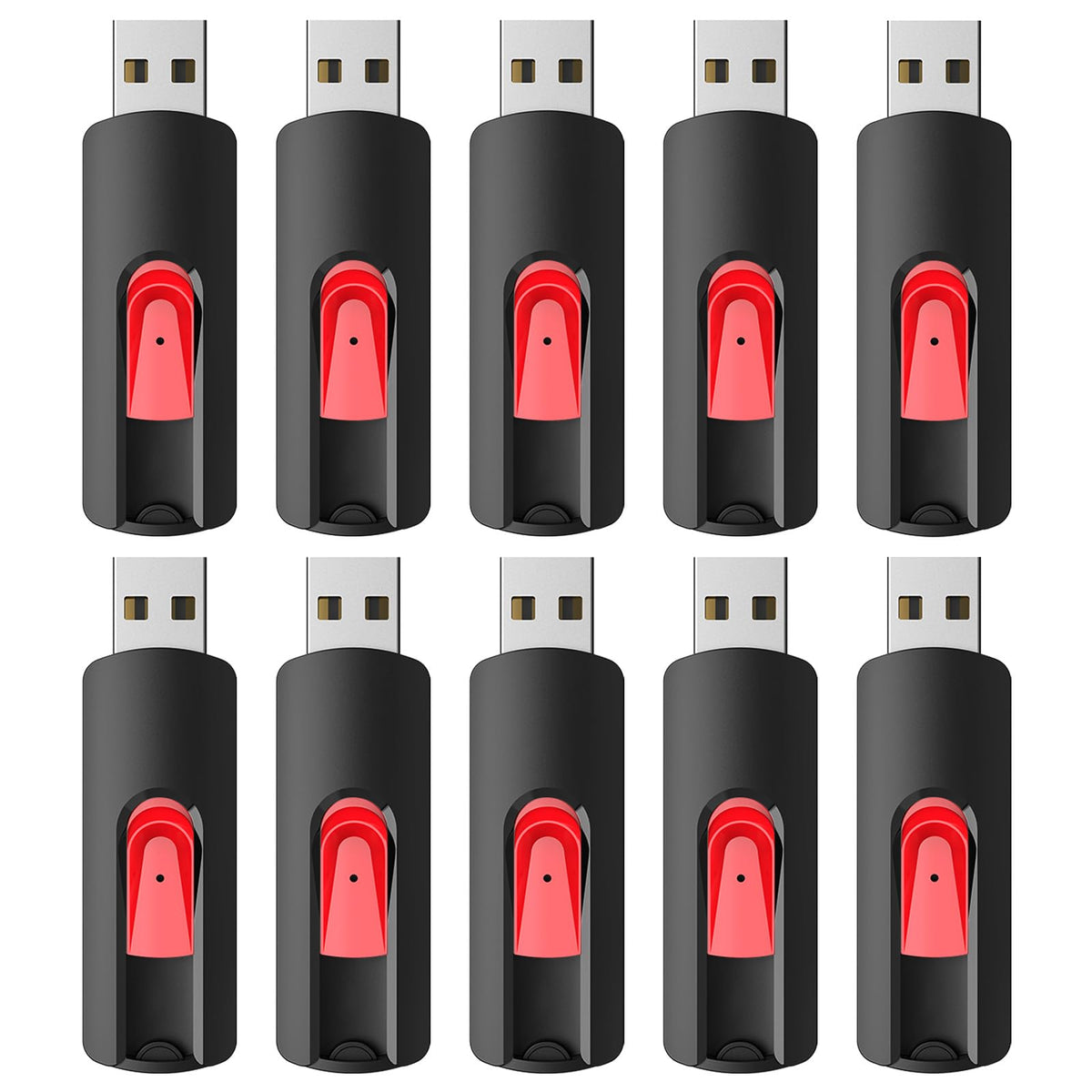 Raoyi 10Pcs 16Gb Usb Flash Drives Slide Retractable Memory Stick Bulk Usb 2.0 Thumb Drive Jump Drive Zip Drive Usb Sticks Data Storage Backup For Pc Mac (16G, Red)