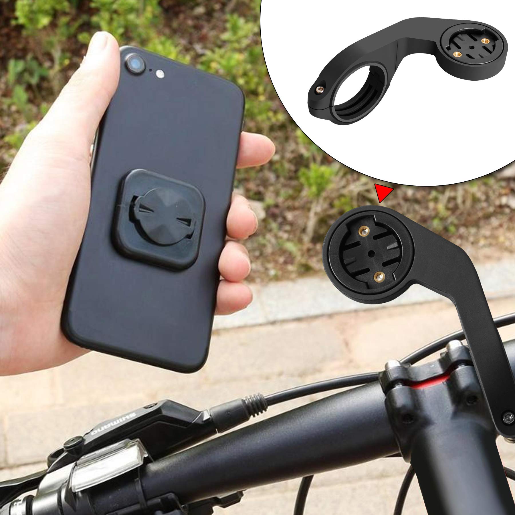 Out Front Bike Mount Bicycle Extended Mount With Carbon Finish Compatible With Garmin Edge 200, 500, 510, 520, 800, 810, 530, 830 And Other Garmin Models