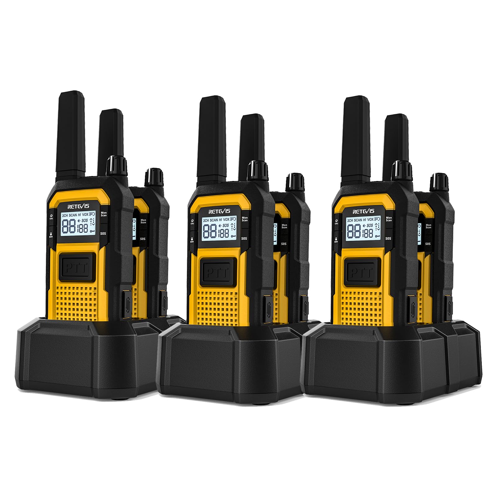 Retevis Rb48 2 Way Radio Long Range, Ip67 Waterproof Walkie Talkies Adults, Drop Proof, 2000Mah, Emergency, Heavy Duty Two Way Radios, For Job Site Construction Warehouse(6 Pack)