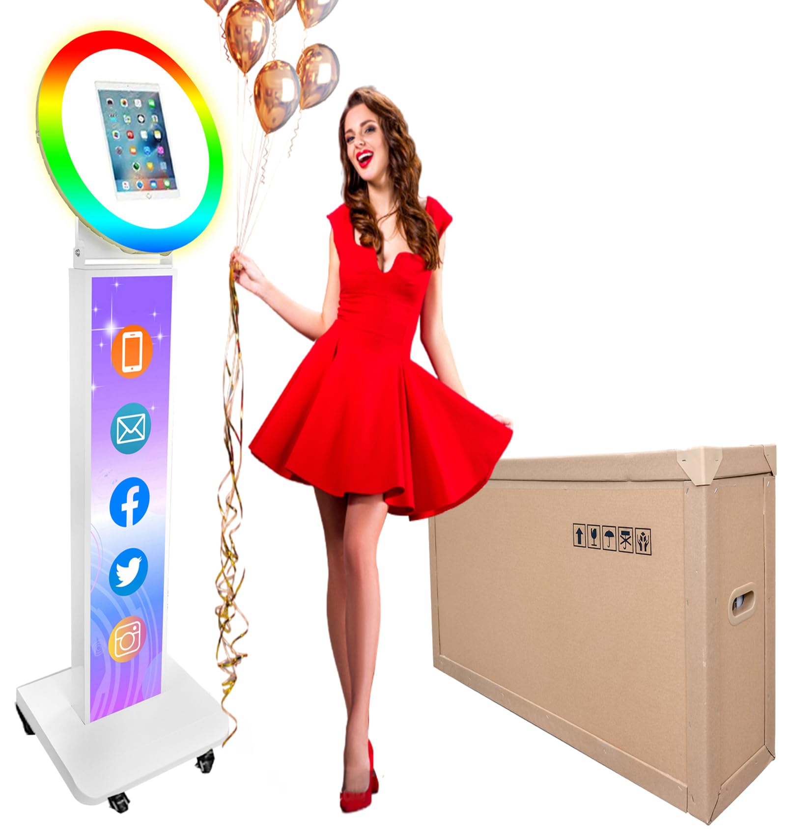 Zlpower Photo Booth For Ipad 10.2'' 10.9'' 11'' 12.9'' Photobooth Machine Stand Shell Selfie Adjustable Machine Custom Logo With
