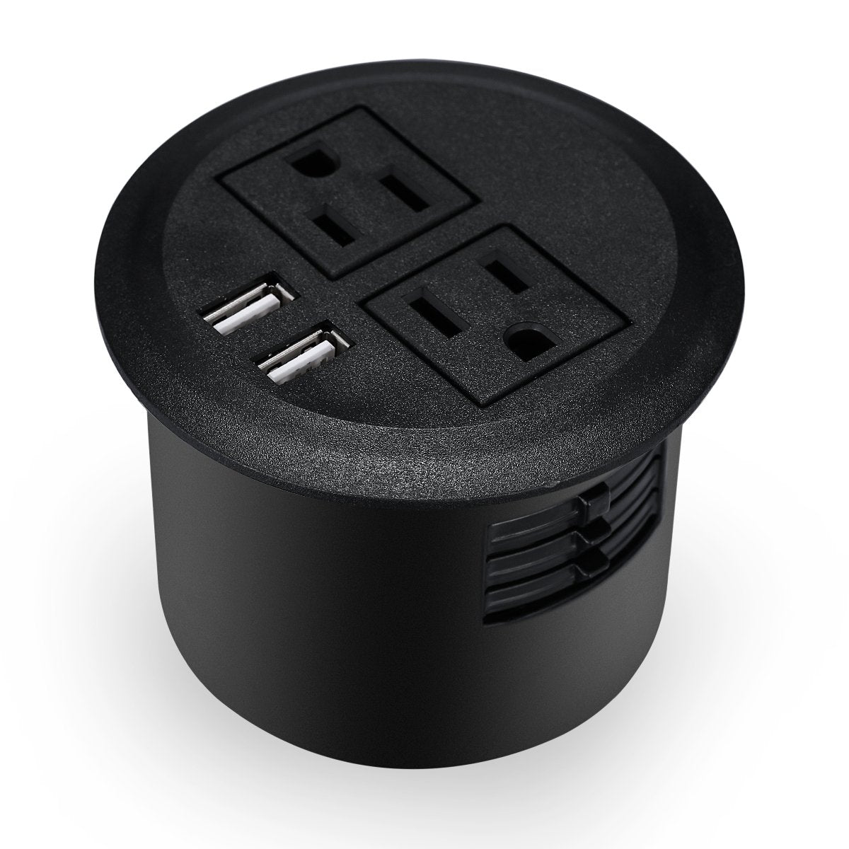 Kungfuking Desktop Power Grommet Power Outlet Socket Desk Data Center 2 Outlet With 2 Usb Ports With 10 Ft Extension Cord Black