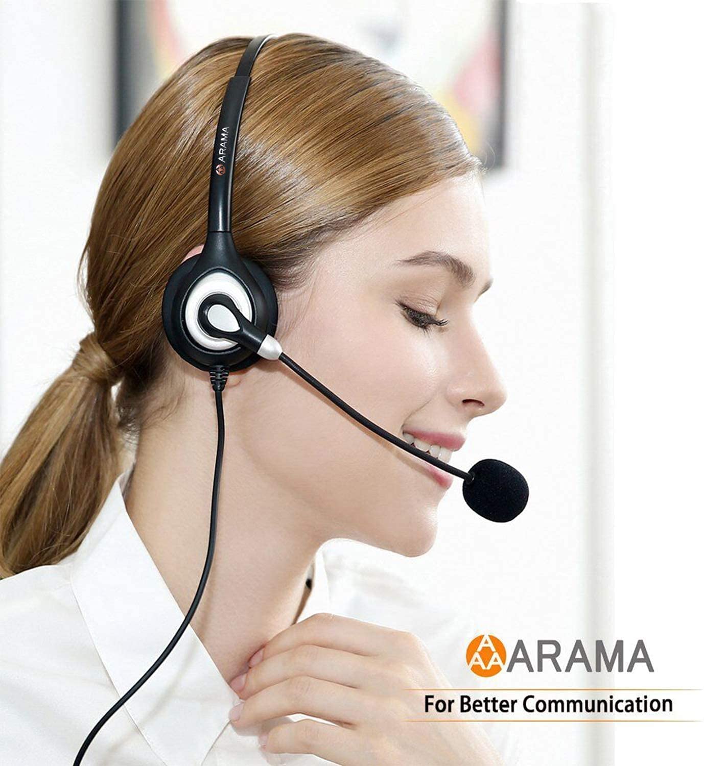 Arama Phone Headset 2.5Mm With Noise Canceling Mic & Mute Switch Comfort Fit Telephone Headset For Panasonic At&T Vtech Uniden C