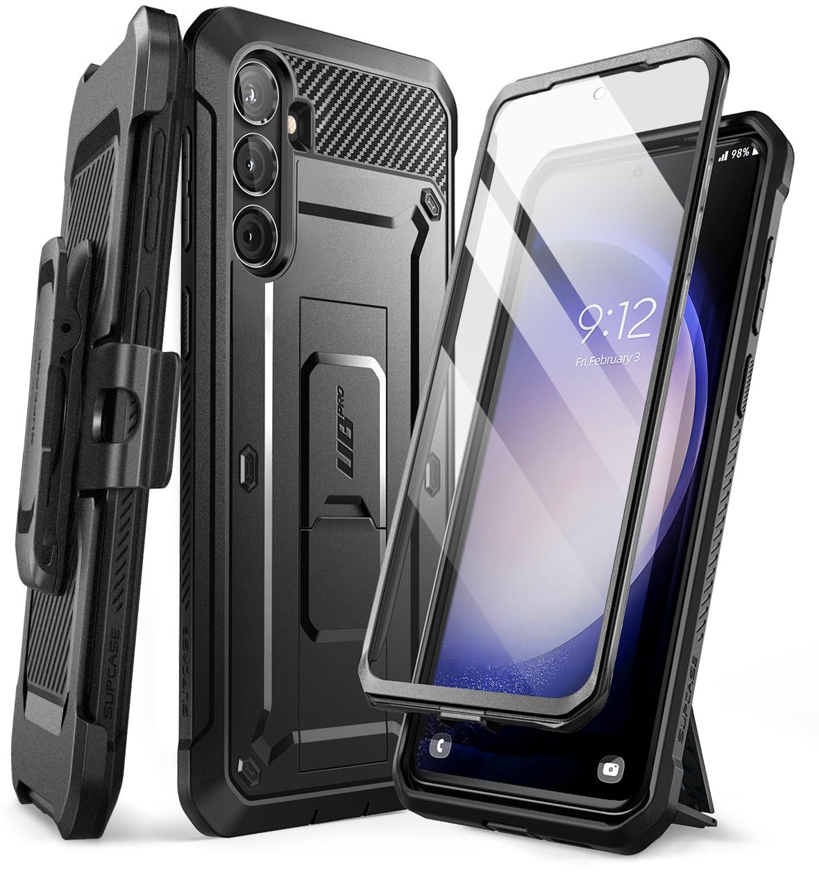 SUPCASE for Galaxy S23 FE Case with Builtin Screen Protector, Black