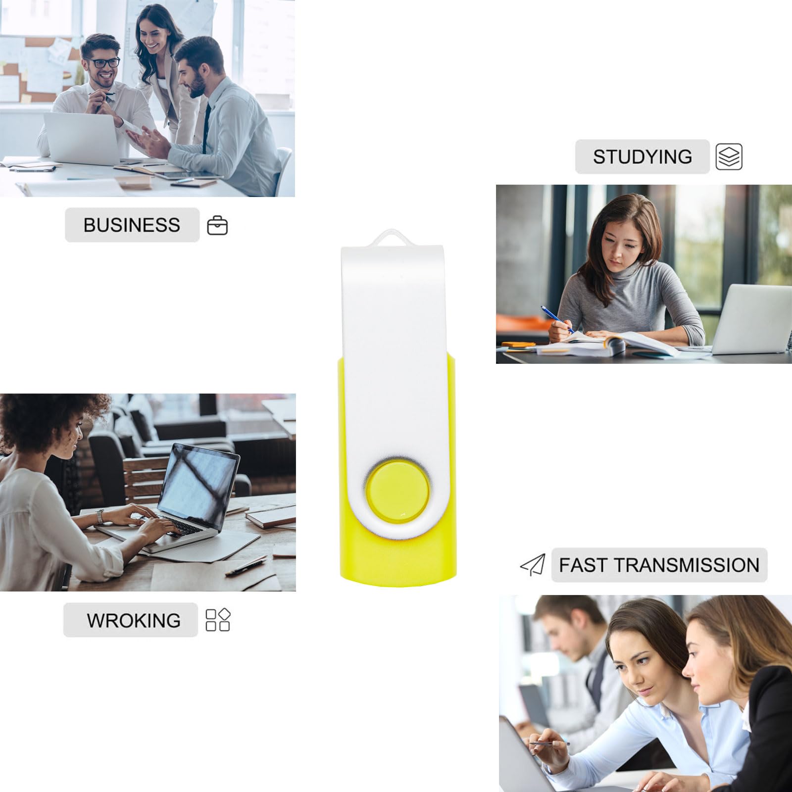 REWBOAT 10 Pack 1GB USB 2.0 Swivel Flash Drives Random Colors