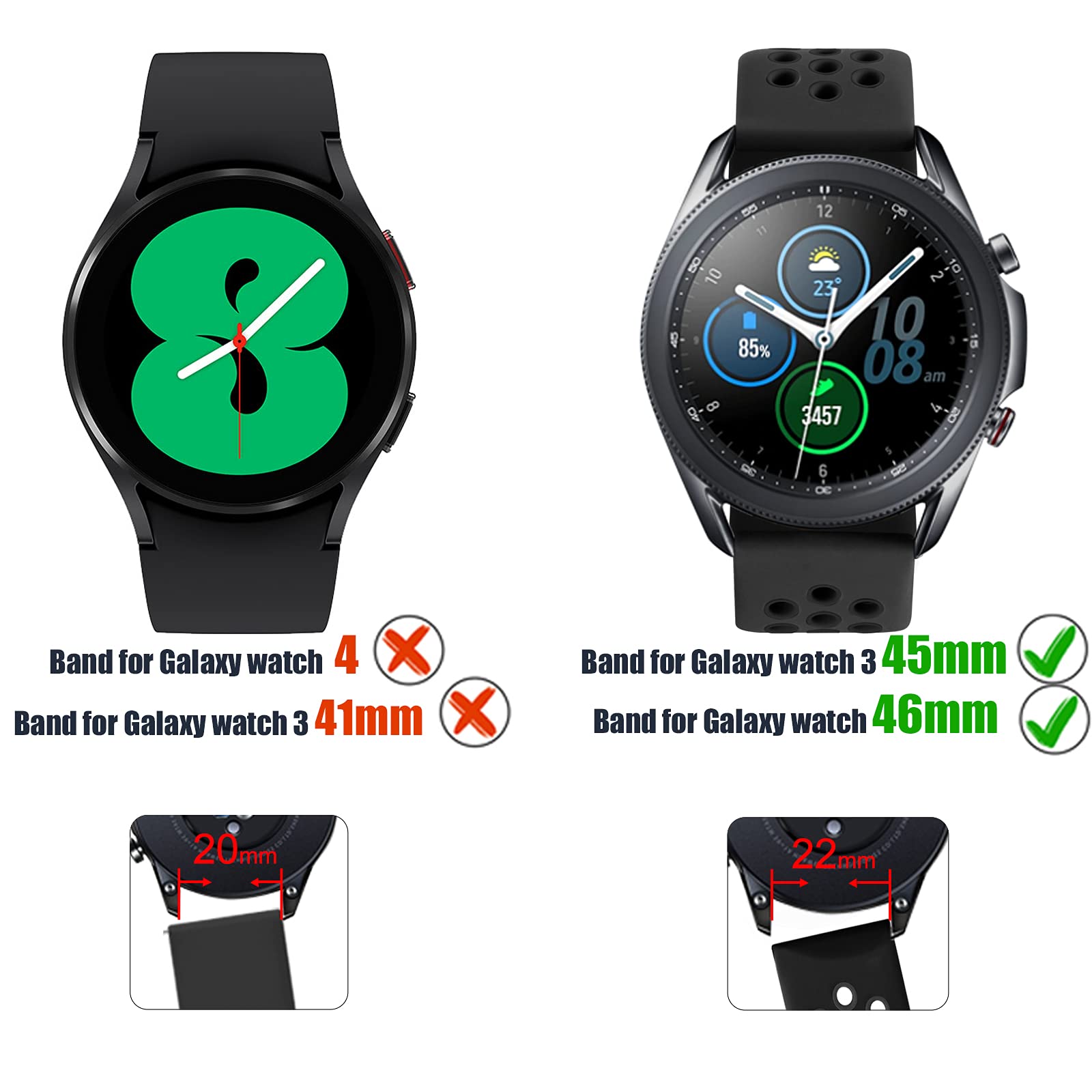 Easuny Sport Band Compatible For Samsung Galaxy Watch 3 45Mm/Galaxy Watch 46Mm /Gear S3 Frontier,22Mm Quick Release Silicone Bre