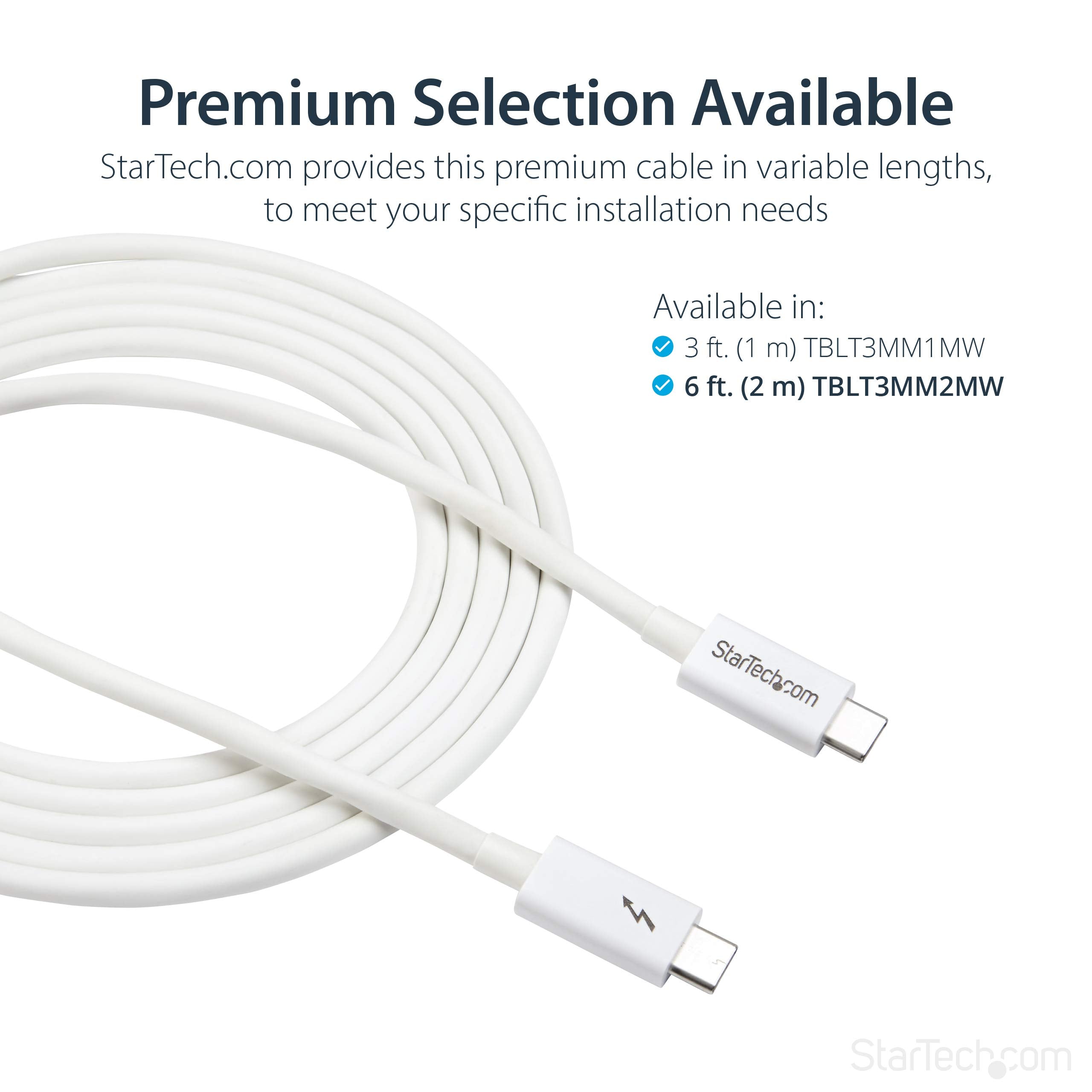 Startech.Com 6.6Ft (2M) Passive Thunderbolt 3 Cable, 20Gbps, 100W Pd, 4K Video, Thunderbolt Cable, Compatible With Usb4/Dp Alt M