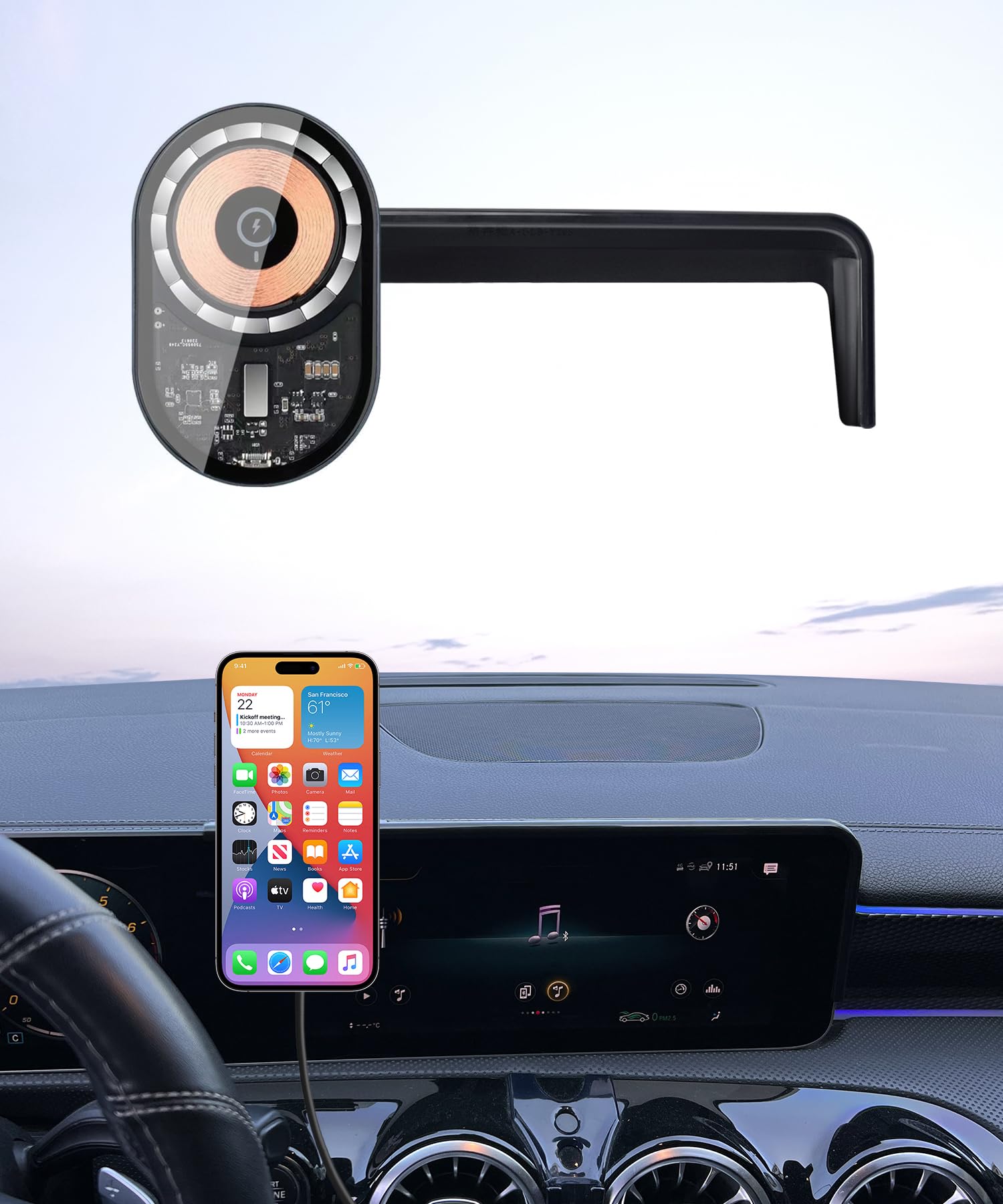 Masergogo Wireless Charging car Phone Holder for Mercedes Benz CLA-Class 2020-2025/GLB-Class 2020-2025 GLA-Class 2021-2025/A-Cla