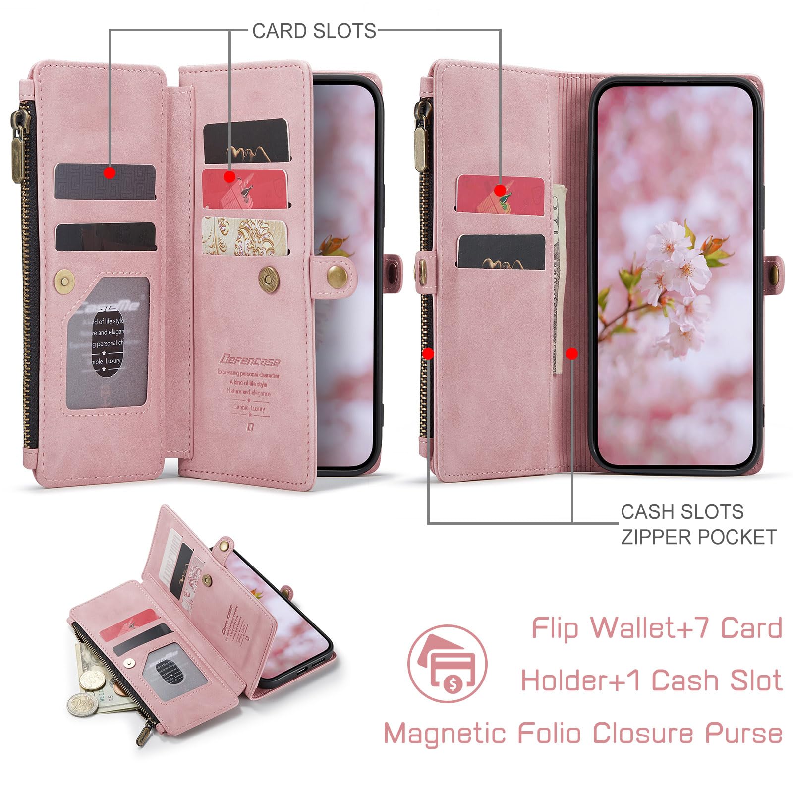 Defencase Compatible With Samsung Galaxy S21 5G Case Wallet With Rfid Blocking Card Holder For Women Men, Pu Leather Magnetic Sn