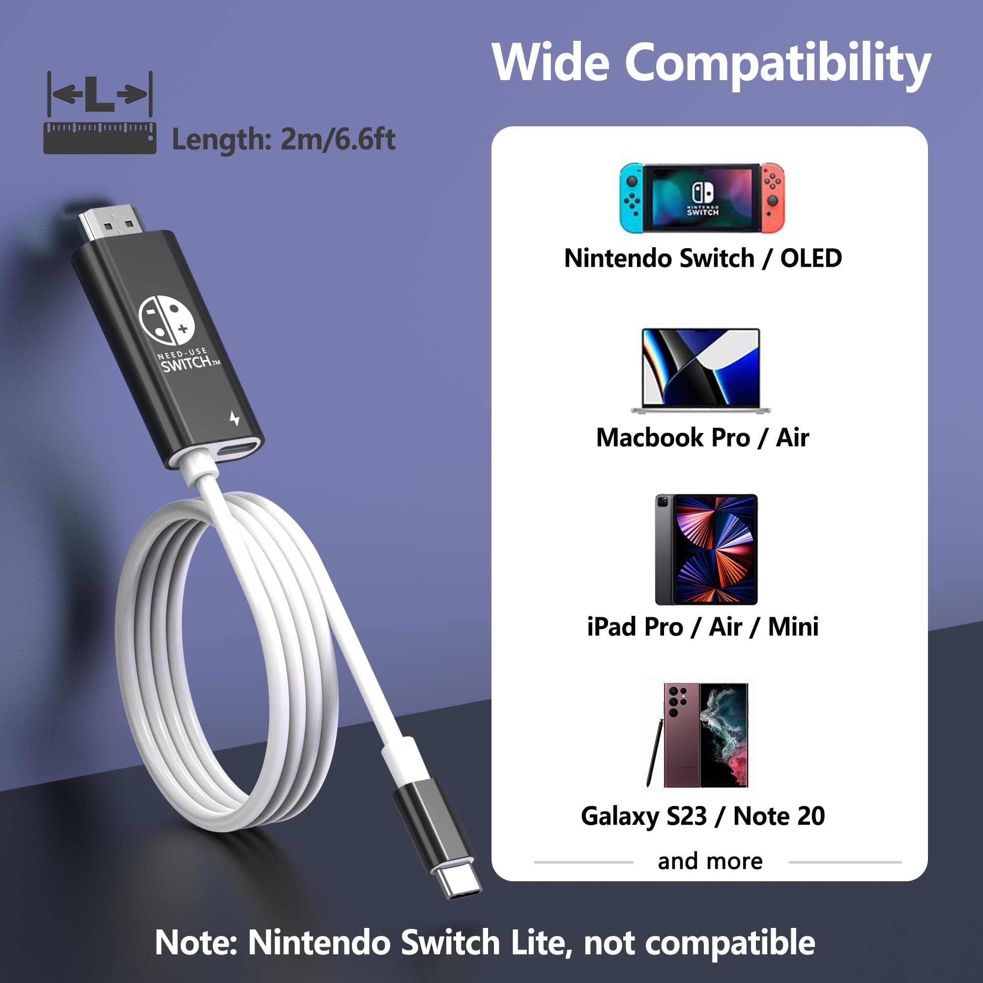 Rreaka Portable Switch Dock Usb C To 4K Hdmi Conversion Cable For Nintendo Switch/Switch Oled, Tv Hdmi Adapter Cable Compatible