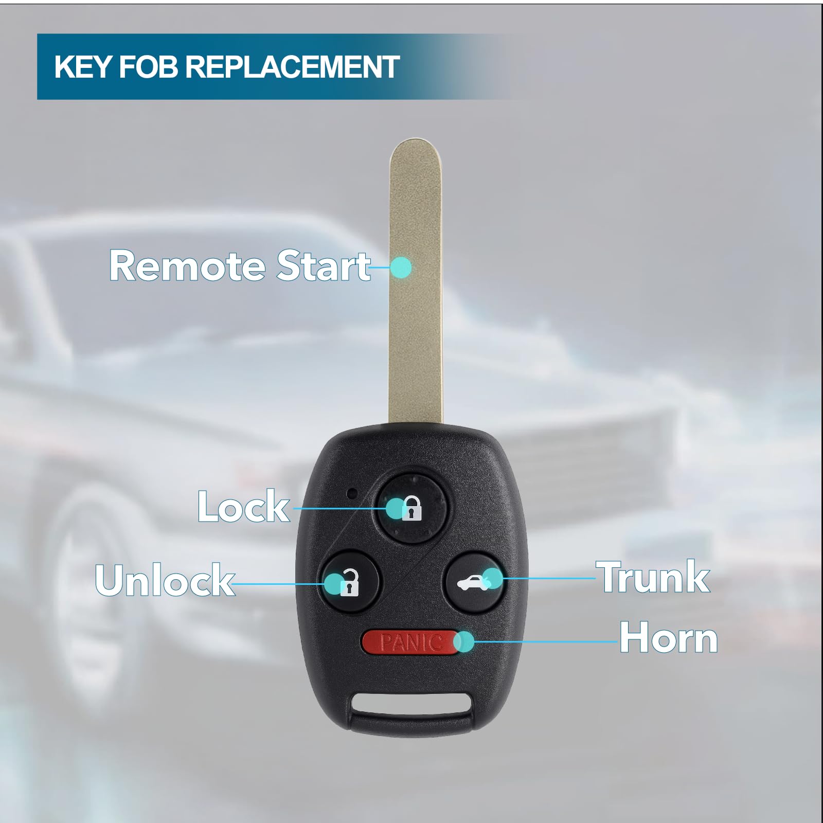 Keyless Entry Key Fob Replacement Fits For Honda Pilot 2009-2015, Honda Accord Sedan 2008-2012, Car Remote Control Key Fobs (Kr5