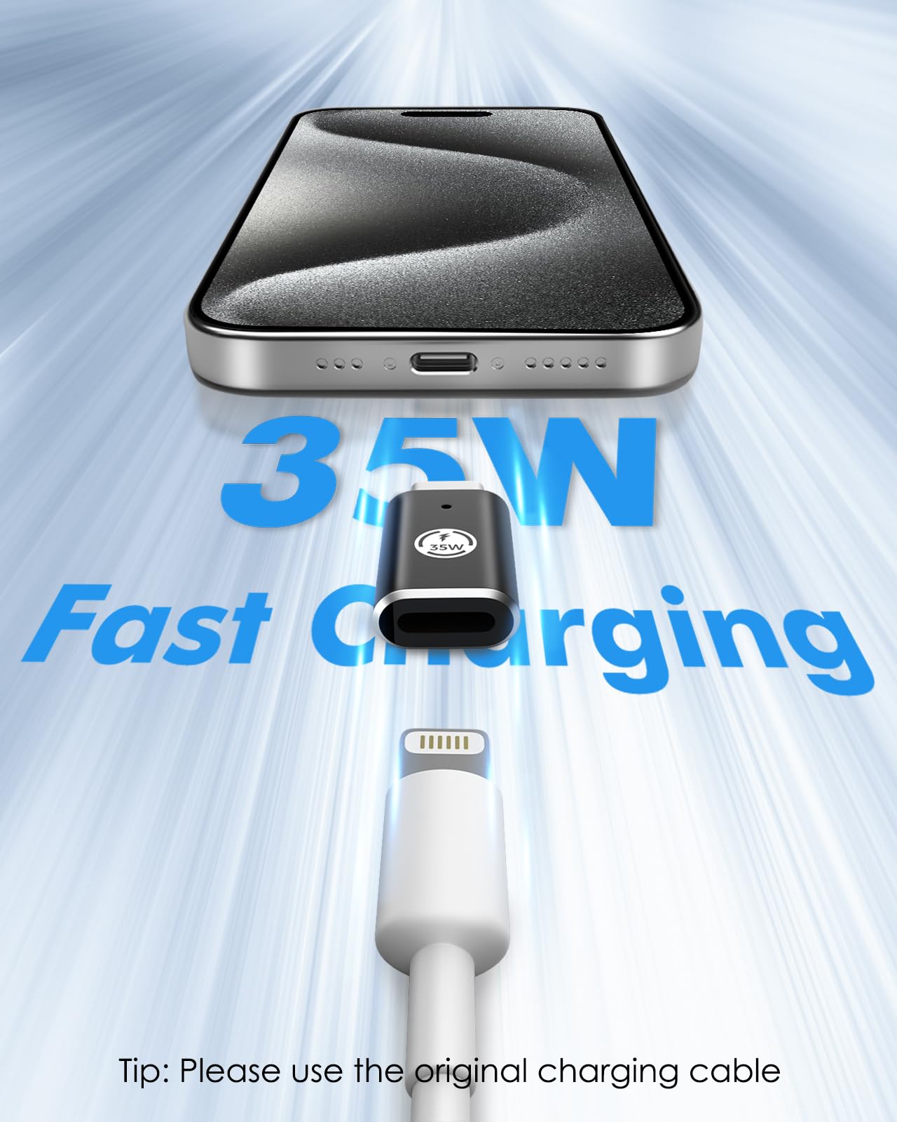 MoKo Lightning Female to USB C Male Adapter 2Pack,Lightning USB C Adaptor for iPhone 15/16 Pro/16 Pro Max/Plus,Galaxy S24,iPad, iPhone to USB C Adapter for Fast Charging, NOT for Headphone, Black 35W