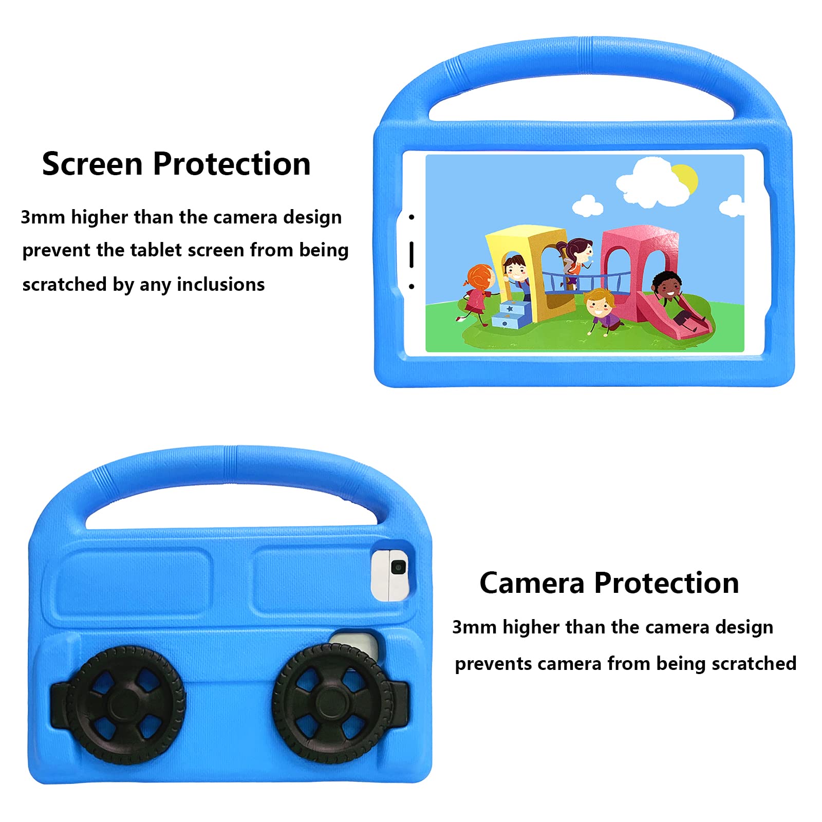 Uucovers Kids Case For Samsung Galaxy Tab A 8.0/Tab A7 Lite 8.7'' (Sm T290/T220) Cover With Kickstand Handle, Blue