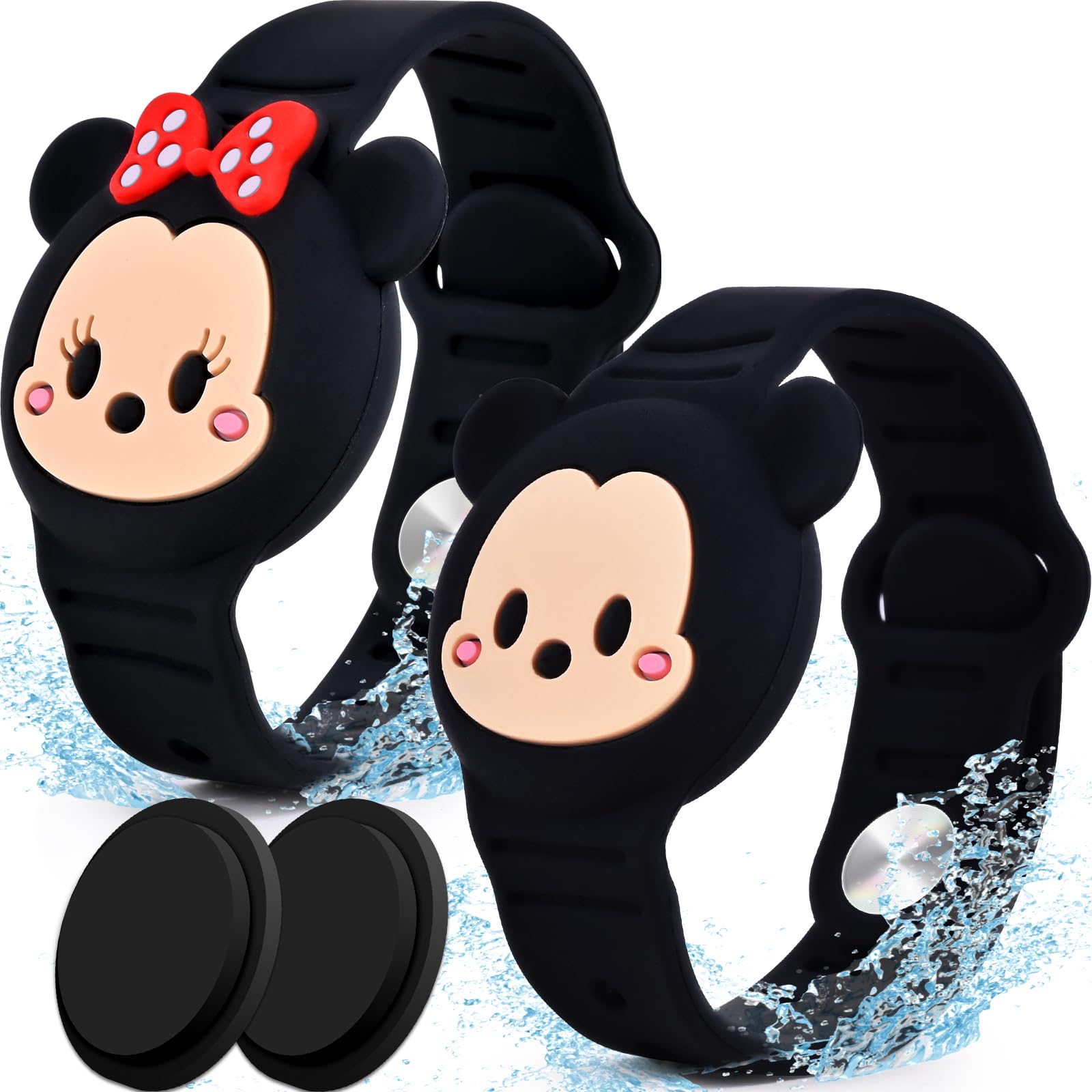 2 Pack Airtag Holder For Kids, Waterproof Airtag Bracelet For Kids With Cute Cartoon Design, Full Coverage Anti Lost Silicone Ai