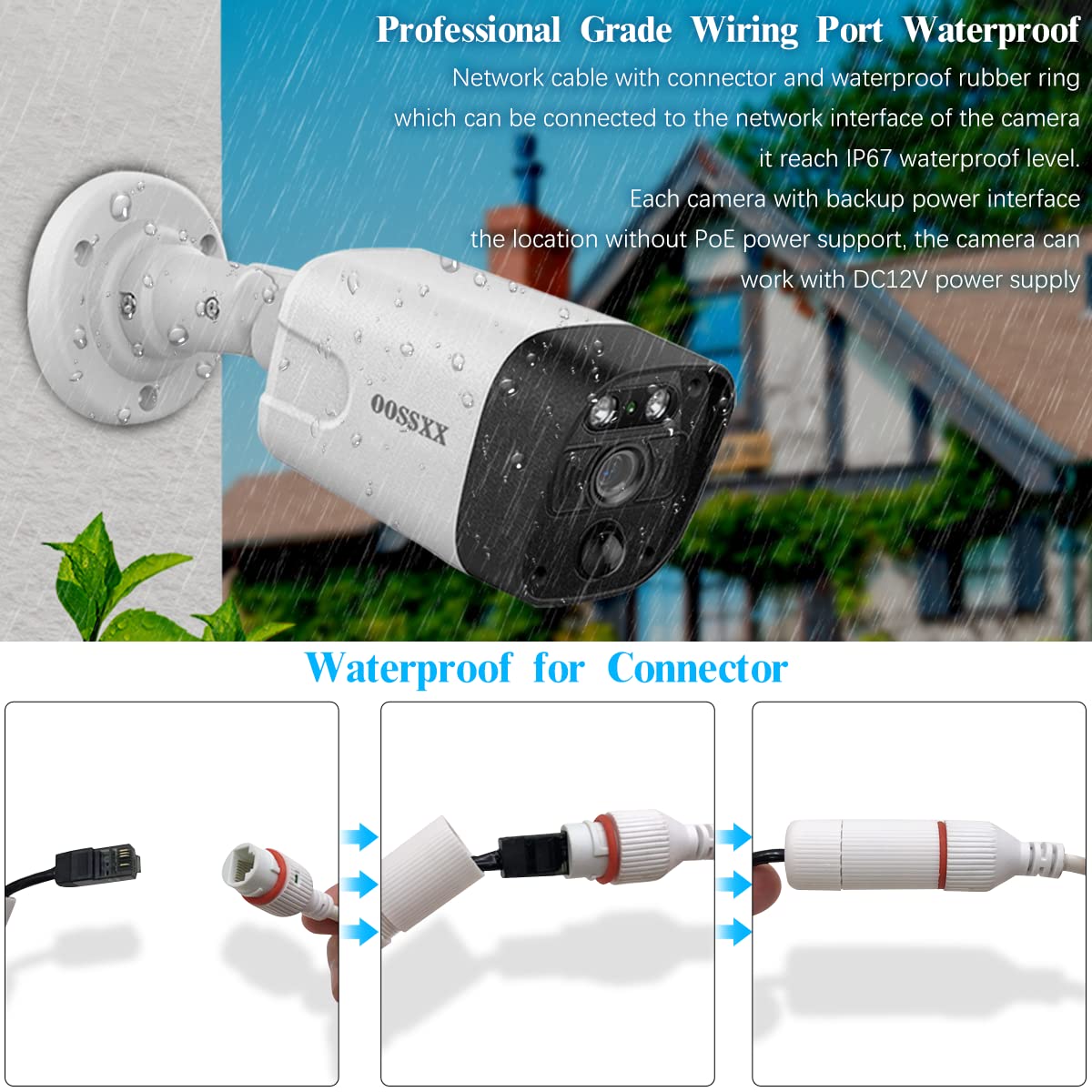 Oossxx (4K/8.0 Megapixel & 130� Ultra Wide Angle) 2 Way Audio Poe Outdoor Home Security Camera System Wired Outdoor Video Surveillance Ip Cameras System