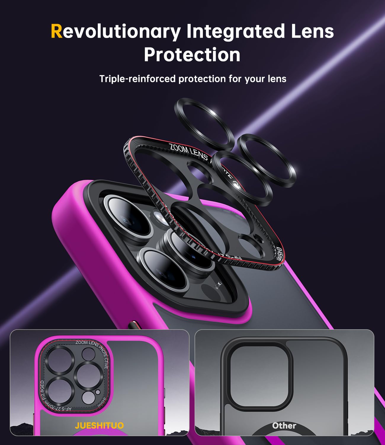 Jueshituo For Iphone 16 Pro Max Case With 1X Screen Protector, [Tailored For Magsafe] [Mil Grade Shockproof Defense] With Integr