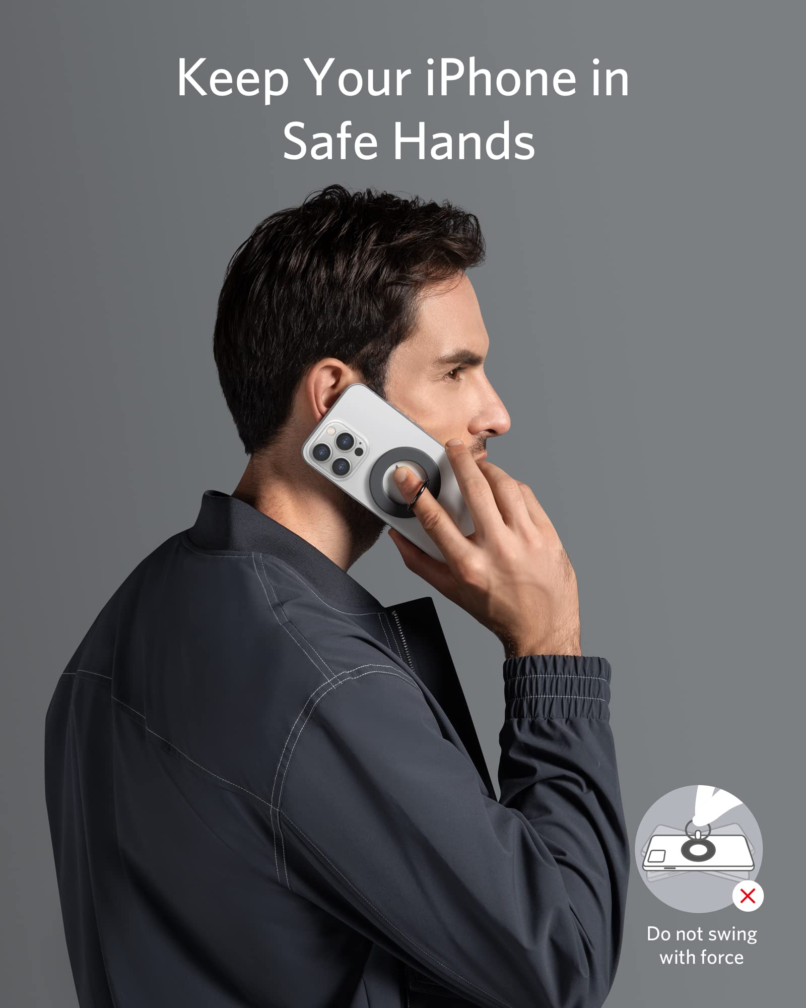 Anker Magnetic Phone Grip, Maggo 610 Ring Holder, Adjustable Kickstand, Only For Iphone 16/16 Plus/16 Pro/16 Pro Max/15/14/13/12