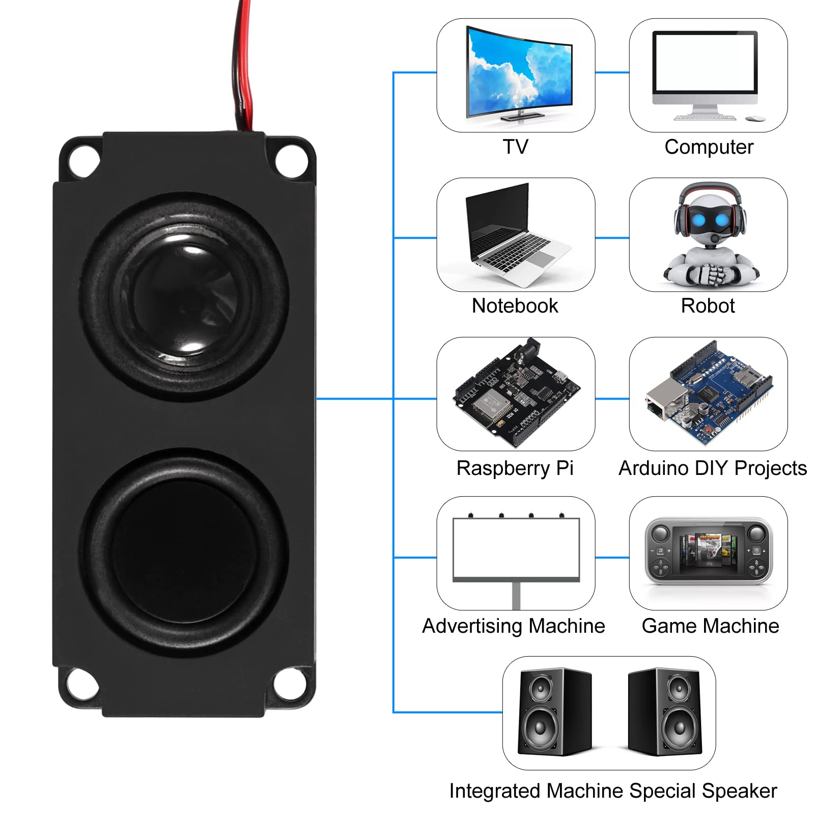 4Pcs Speaker 5 Watt 8 Ohm Double Cavity Mini Speaker Full Range Cavity Advertising Machine Small Speaker 3.3V 5V With Jst Ph2.5M