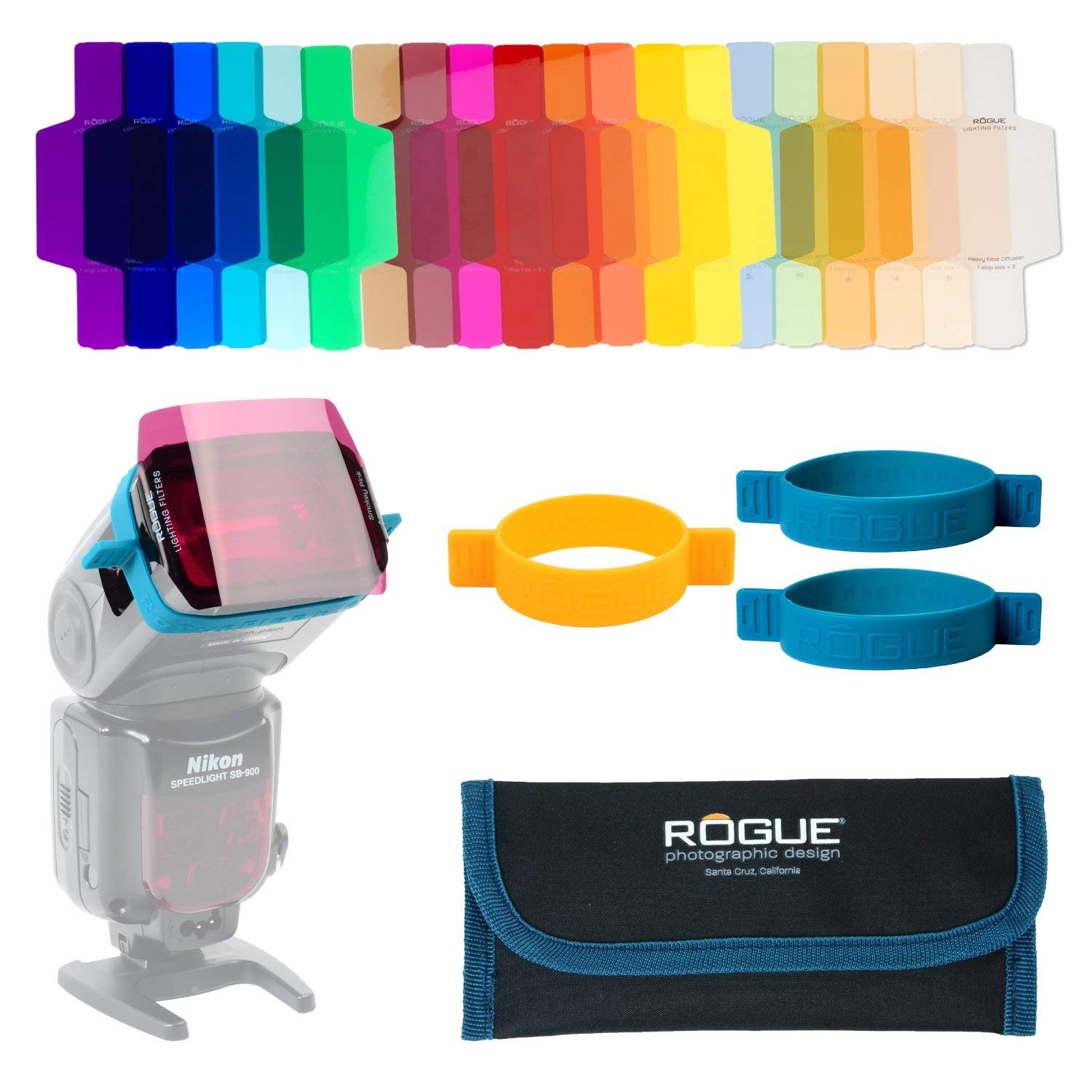 Rogue Flash Gels For Speedlights   20 Gel Colors   Universal Fit Lighting Filters   Gels Printed For Easy Identification   Combo Kit For Portrait Photographers