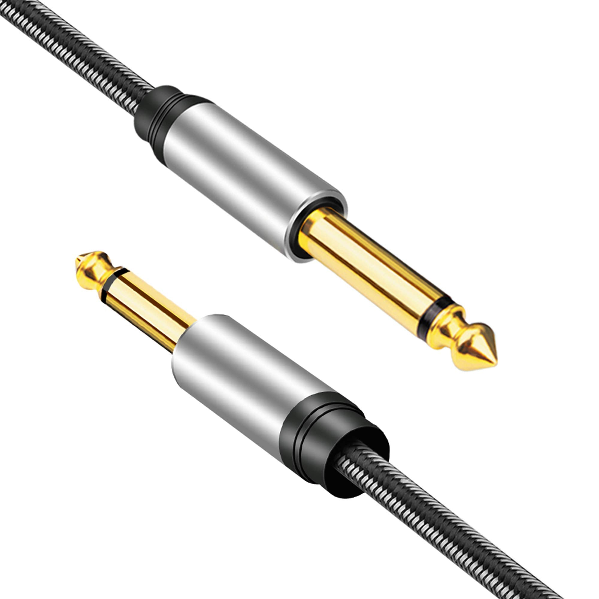 6.35Mm Instrument Cable 40Ft,Silver Color Premium 6.35Mm Mono Jack 1/4'' Ts Cable Unbalanced Guitar Patch Cords/Instrument Cable